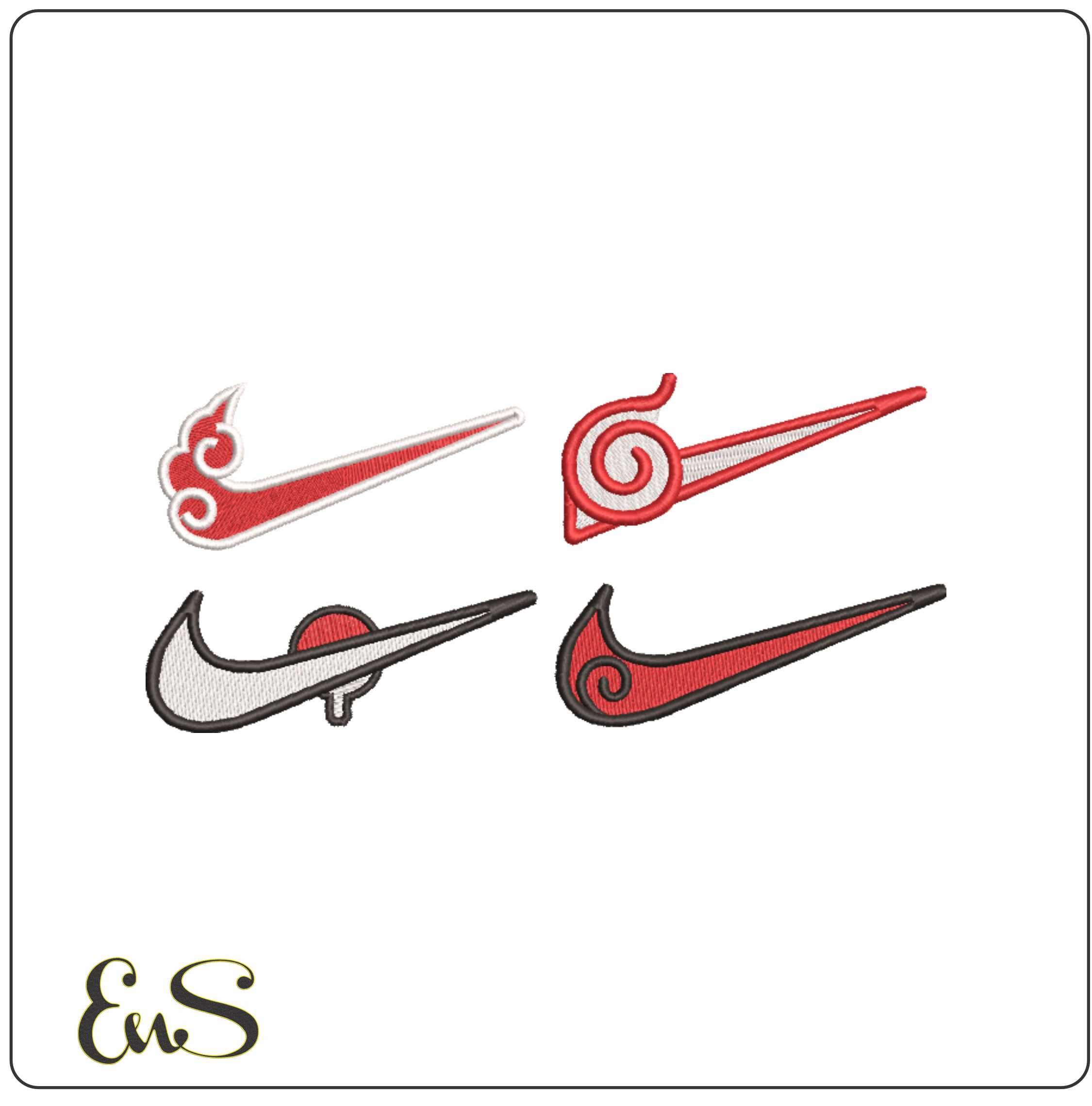 Nike Swoosh Akatsuki Naruto - Anime- Elegant embroidery design file - instant download