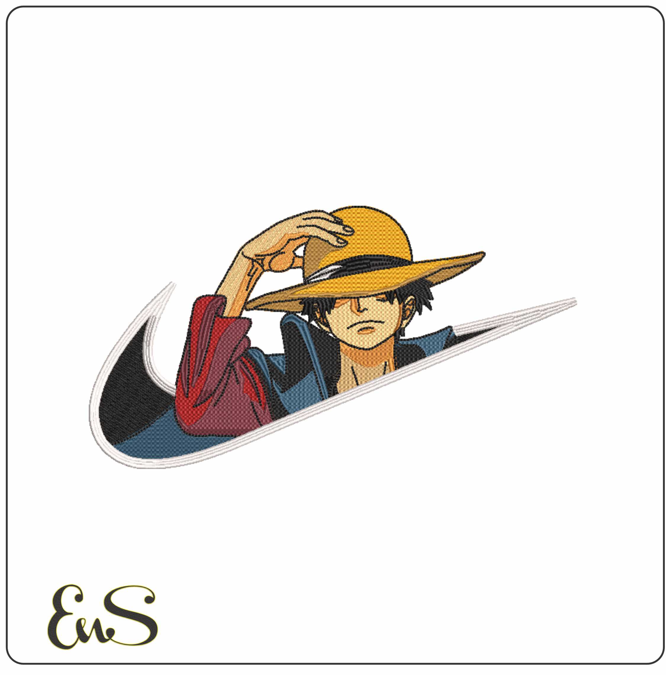 Nike Swoosh Luffy Hat - Anime- Elegant embroidery design file - instant download
