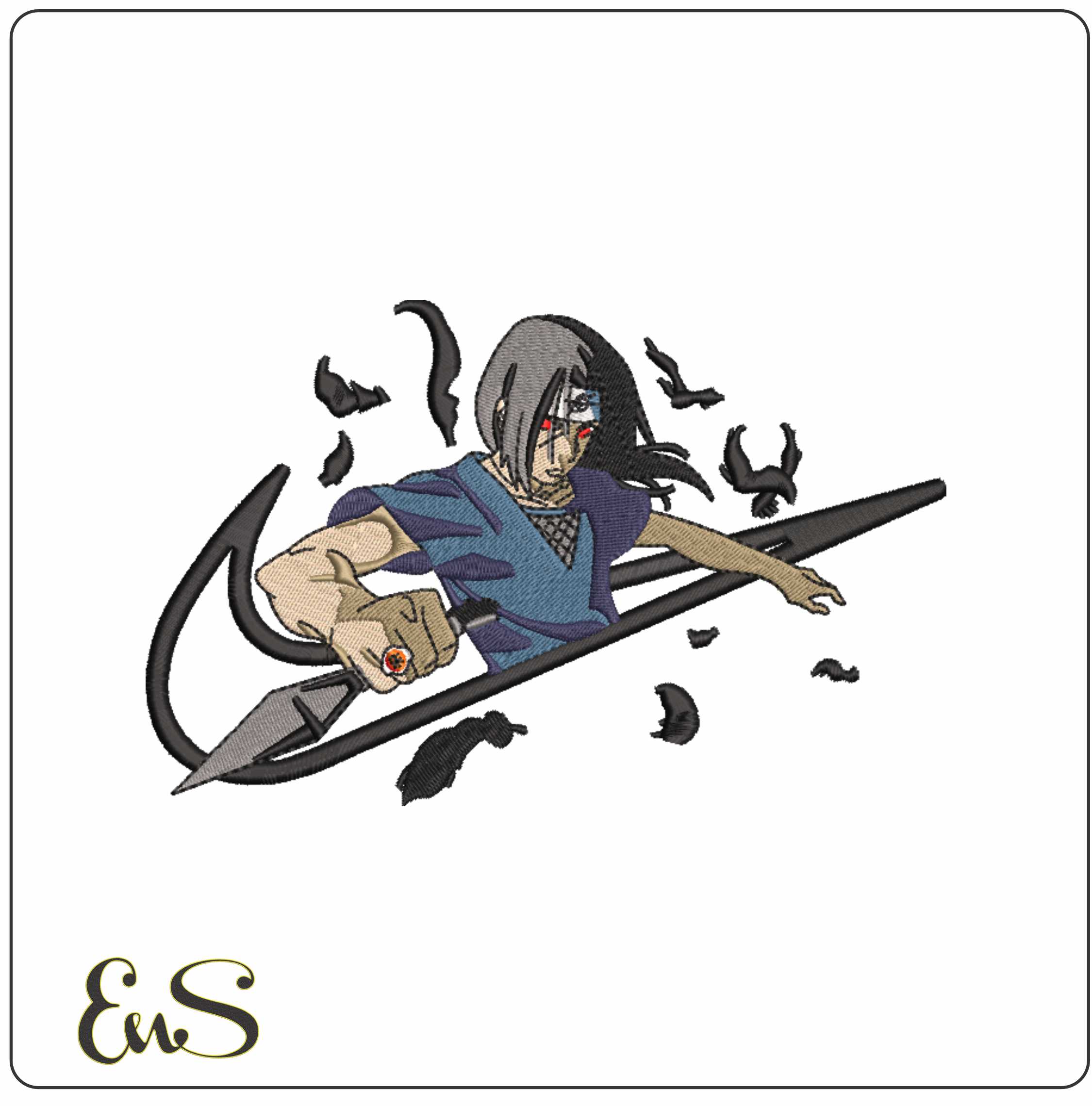 Nike Swoosh Itachi - Anime- Elegant embroidery design file - instant download