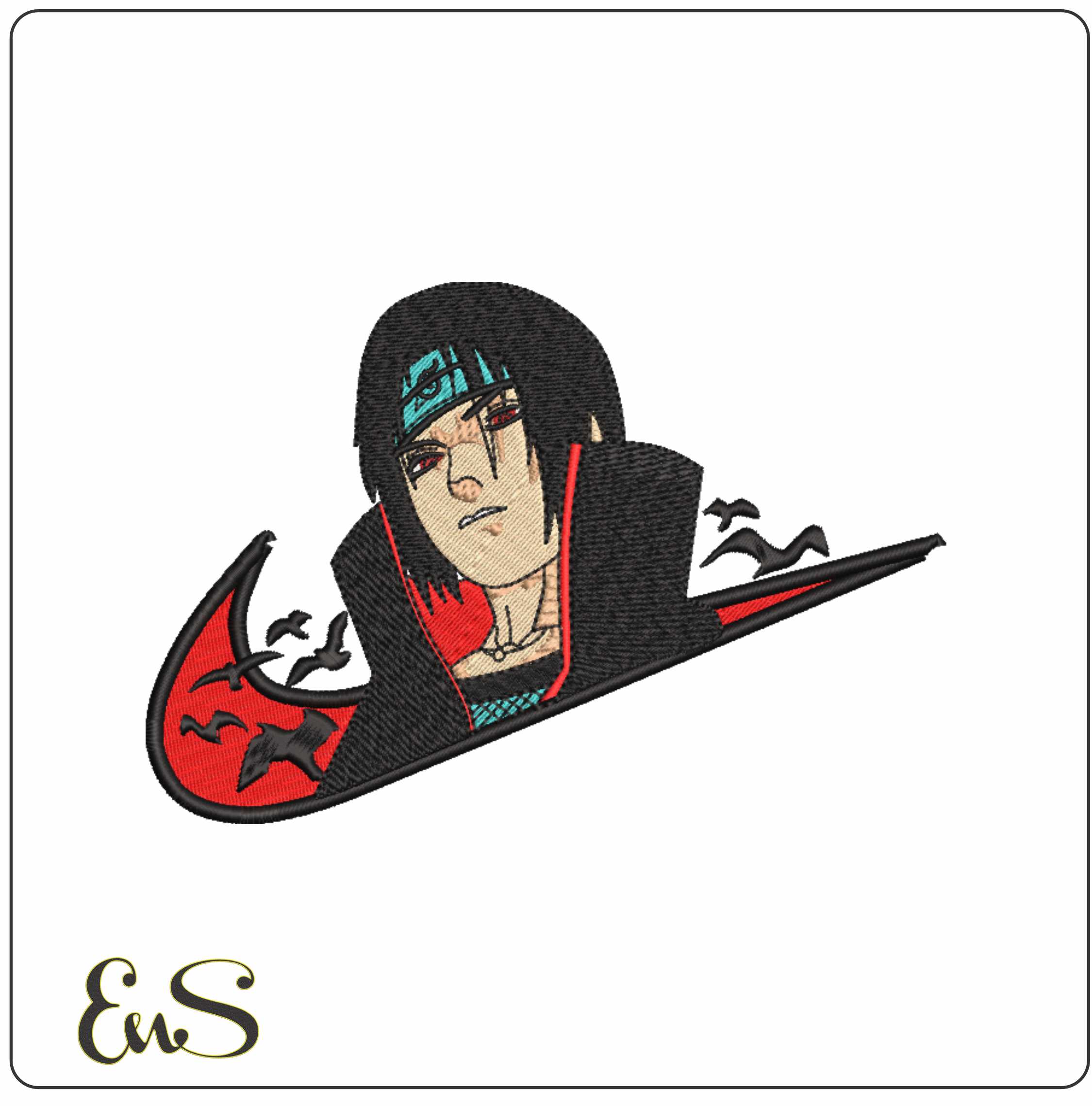 Nike Swoosh Itachi Uchiha Naruto - Anime- Elegant embroidery design file - instant download