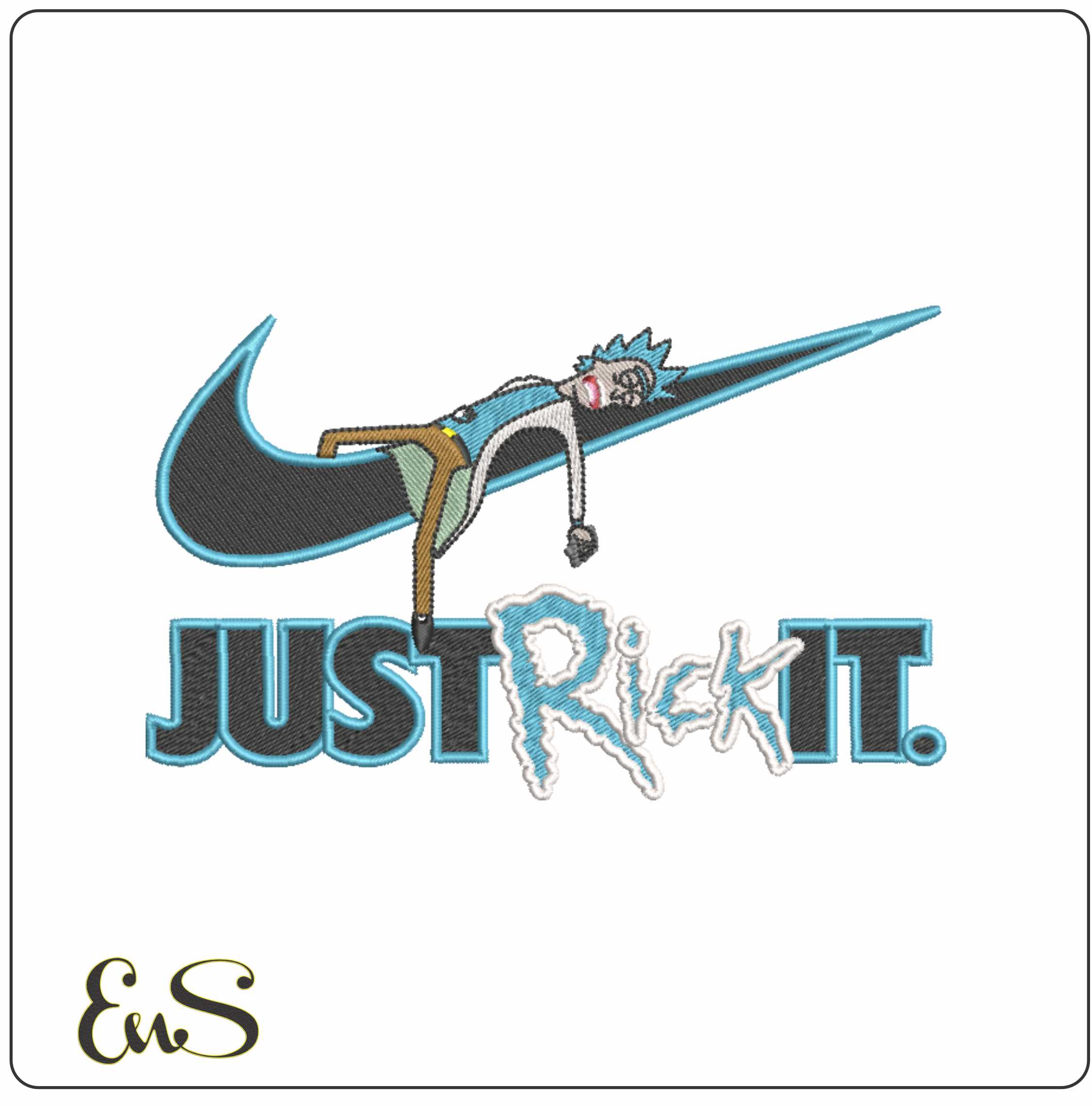 Nike Swoosh Just Rick It - Rick and Morty- Elegant embroidery design file - instant download