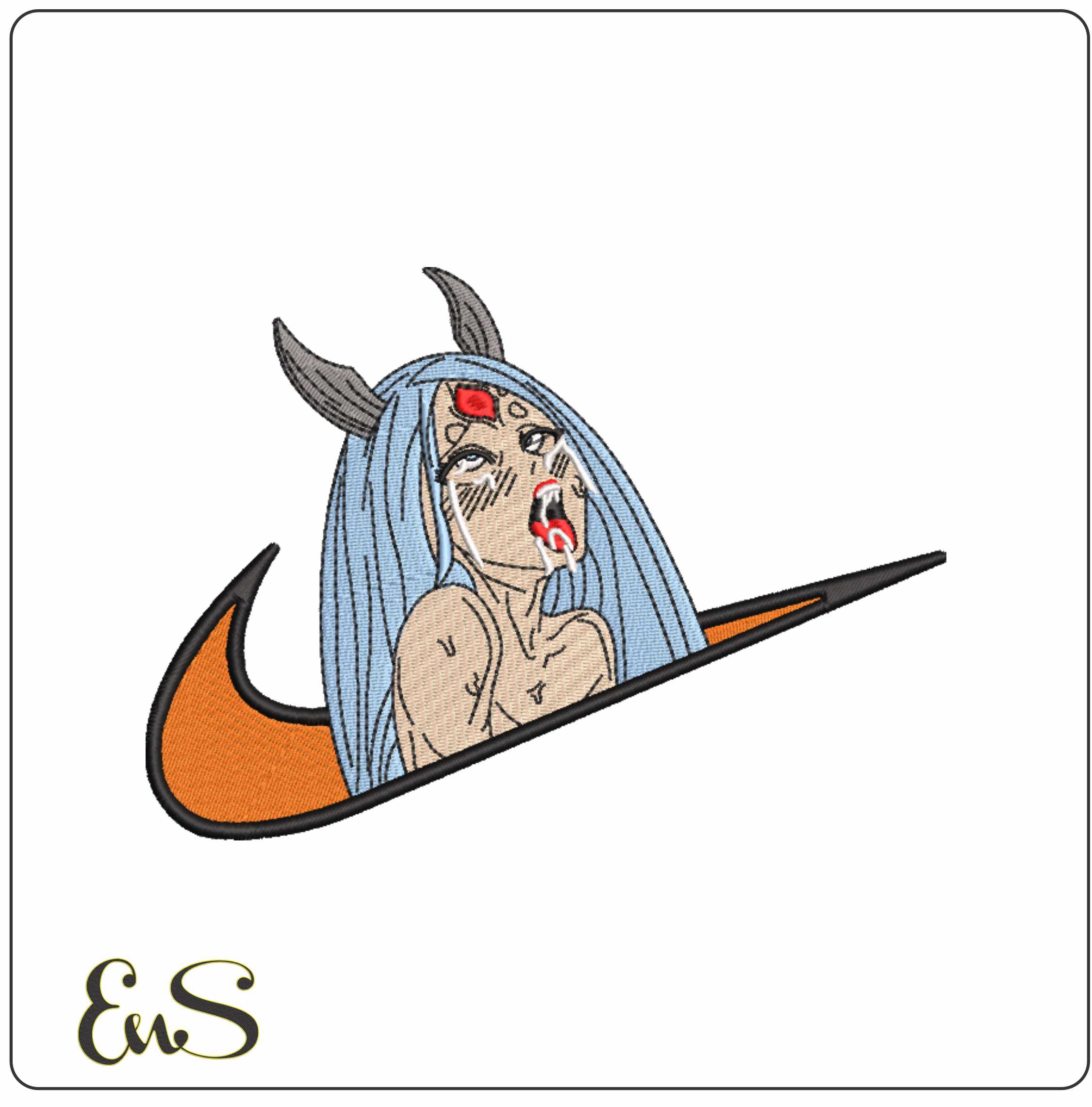 Nike Swoosh Kaguya - Anime - Anime- Elegant embroidery design file - instant download