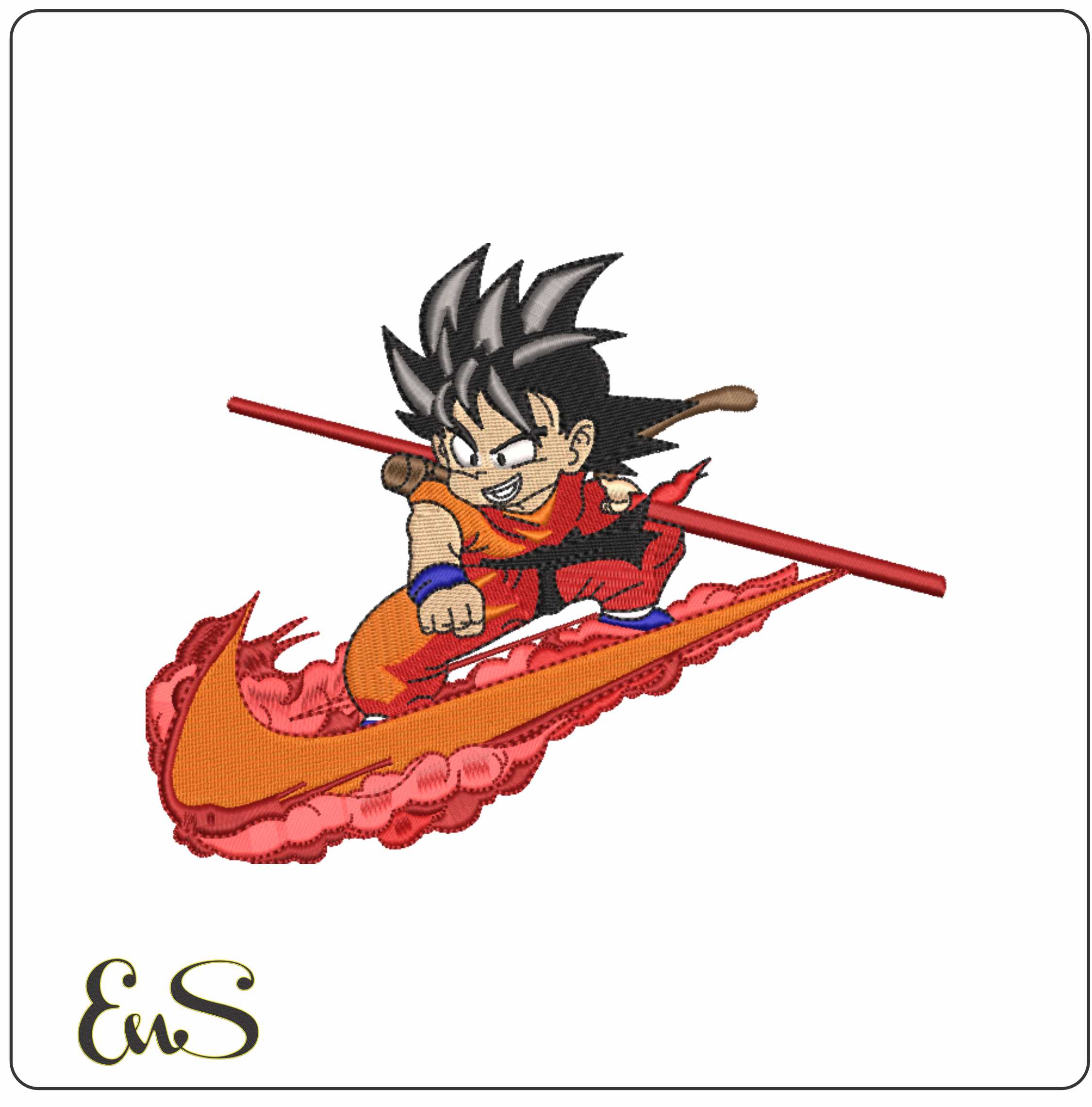 Nike Swoosh Kid Guko Dragon Ballz - Anime- Elegant embroidery design file - instant download