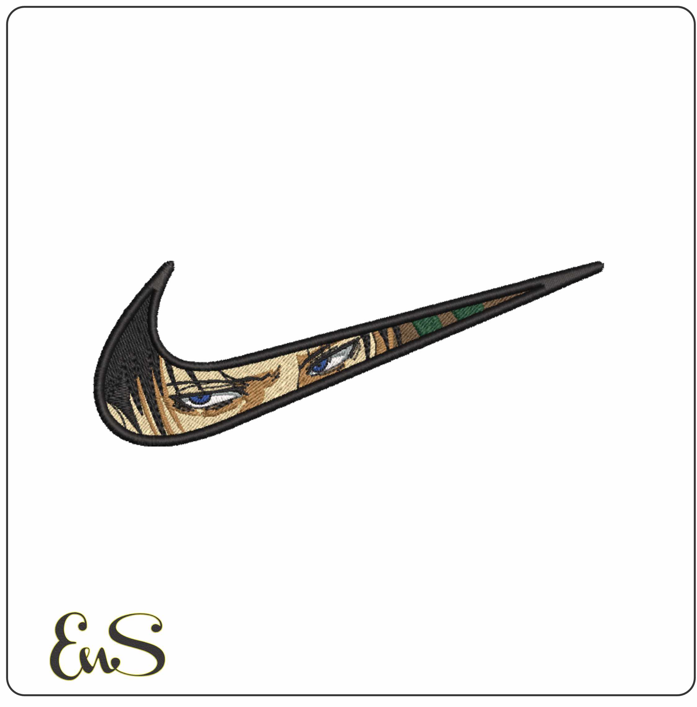 Nike Swoosh Levi eyes - Anime- Elegant embroidery design file - instant download