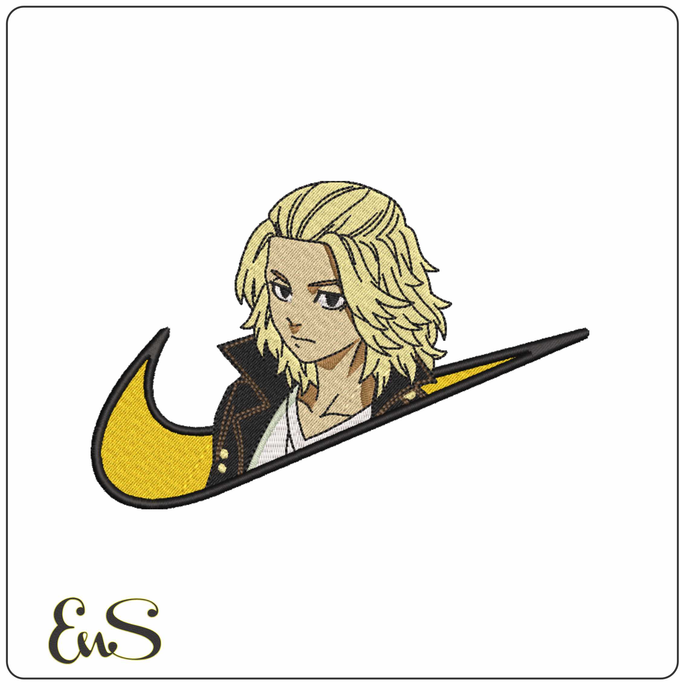 Nike Swoosh Mikey Tokyo - Anime- Elegant embroidery design file - instant download