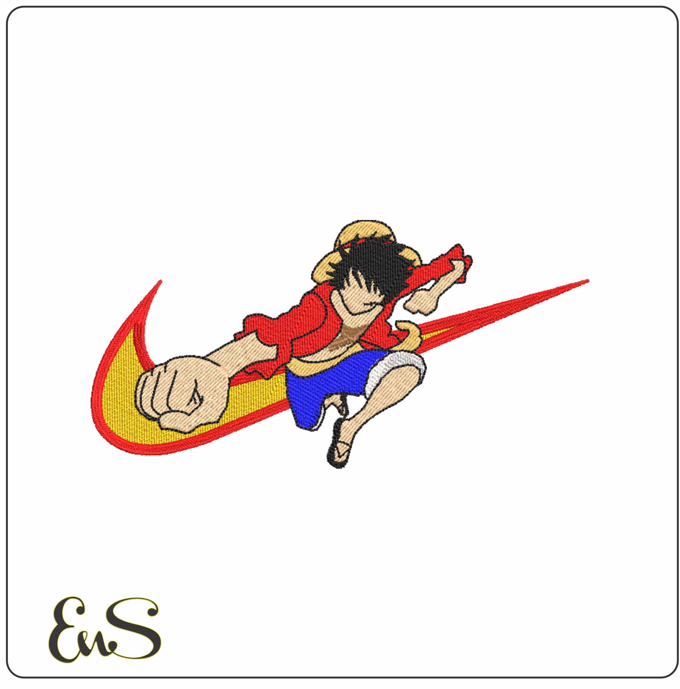Nike Swoosh Monkey D Luffy - Anime- Elegant embroidery design file - instant download