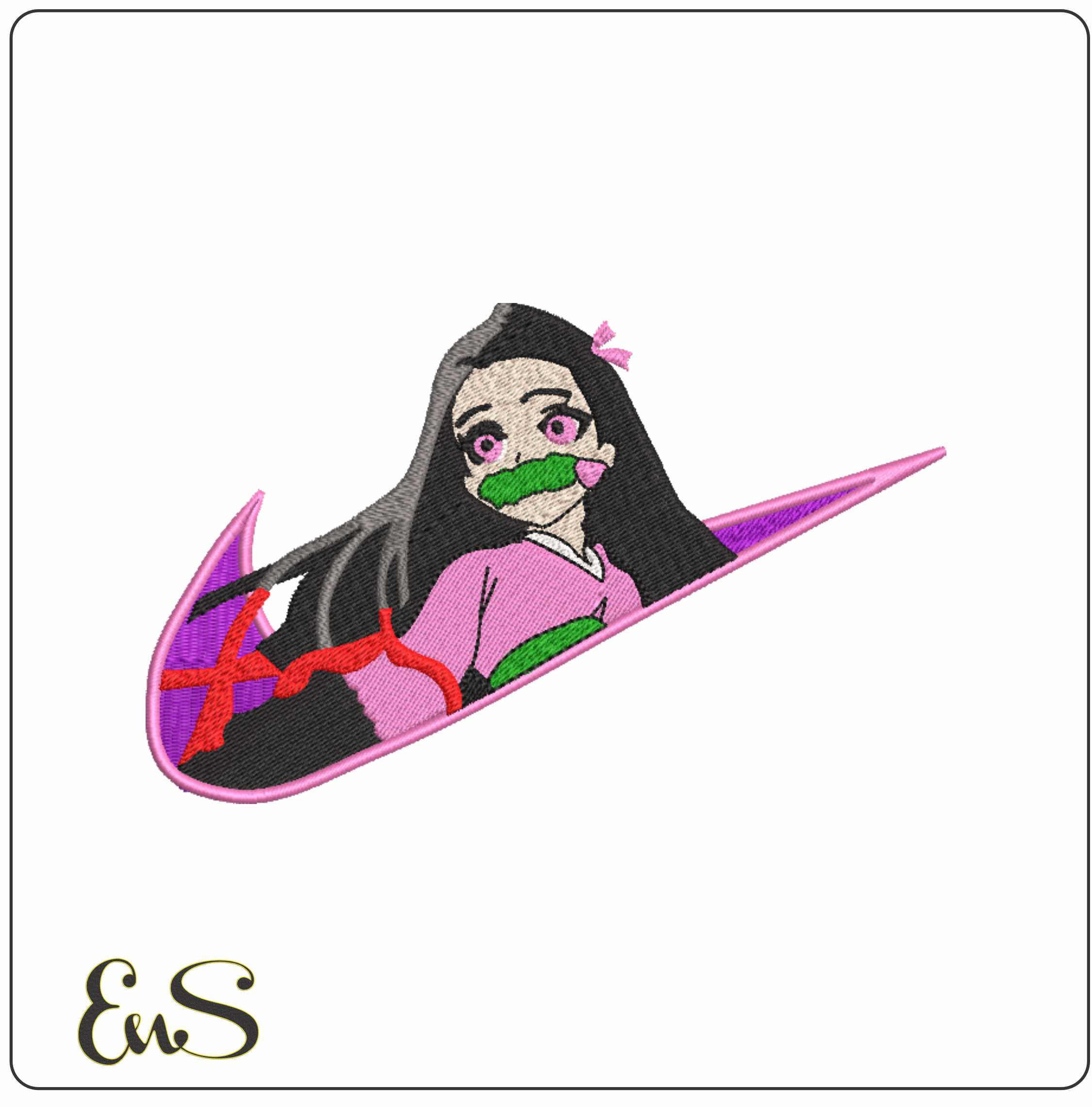 Nike Swoosh Nezuko - Anime- Elegant embroidery design file - instant download