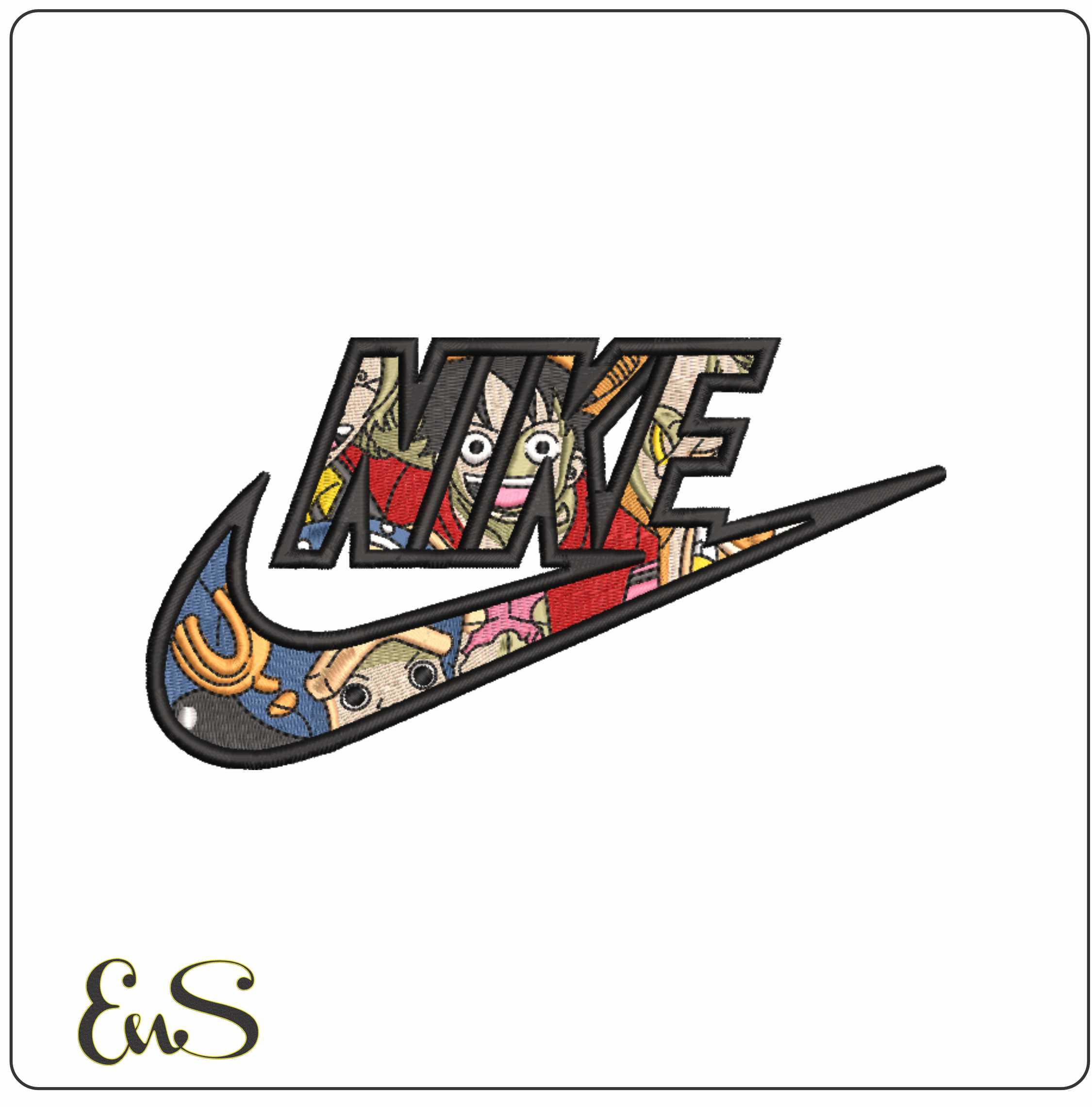 Nike Swoosh One Piece Pattern - Anime- Elegant embroidery design file - instant download