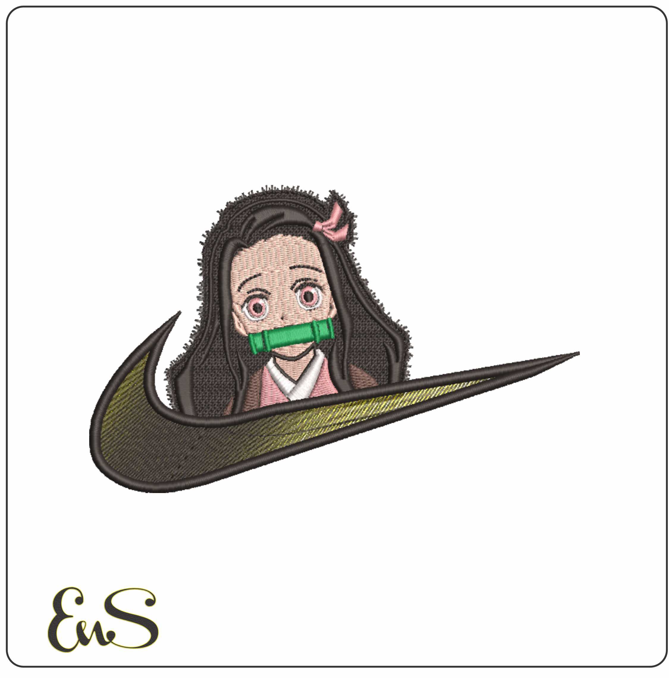 Nike Swoosh Nezuko Torso - Anime- Elegant embroidery design file - instant download