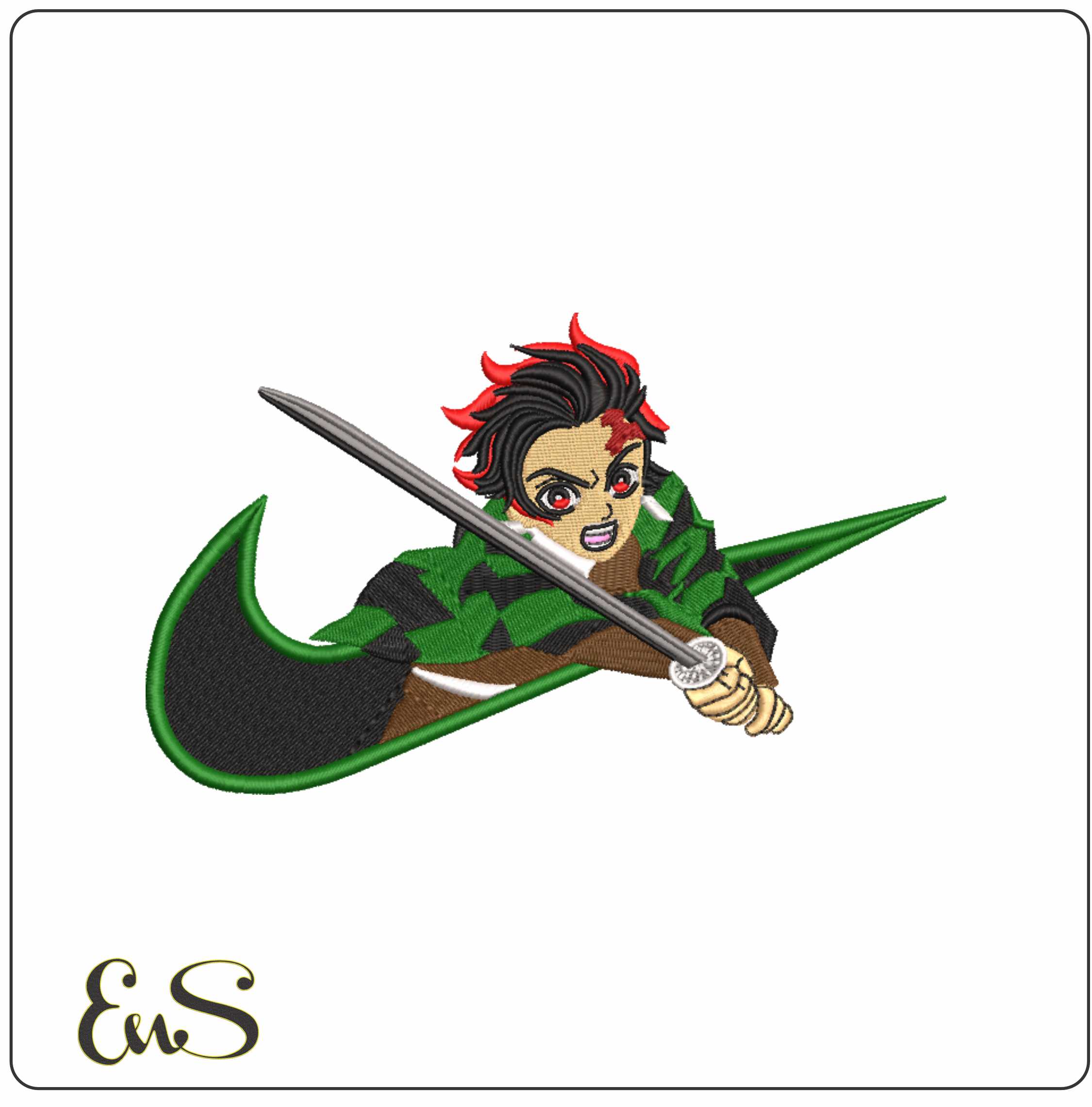 Nike Swoosh Tanjiro Sword - Anime- Elegant embroidery design file - instant download