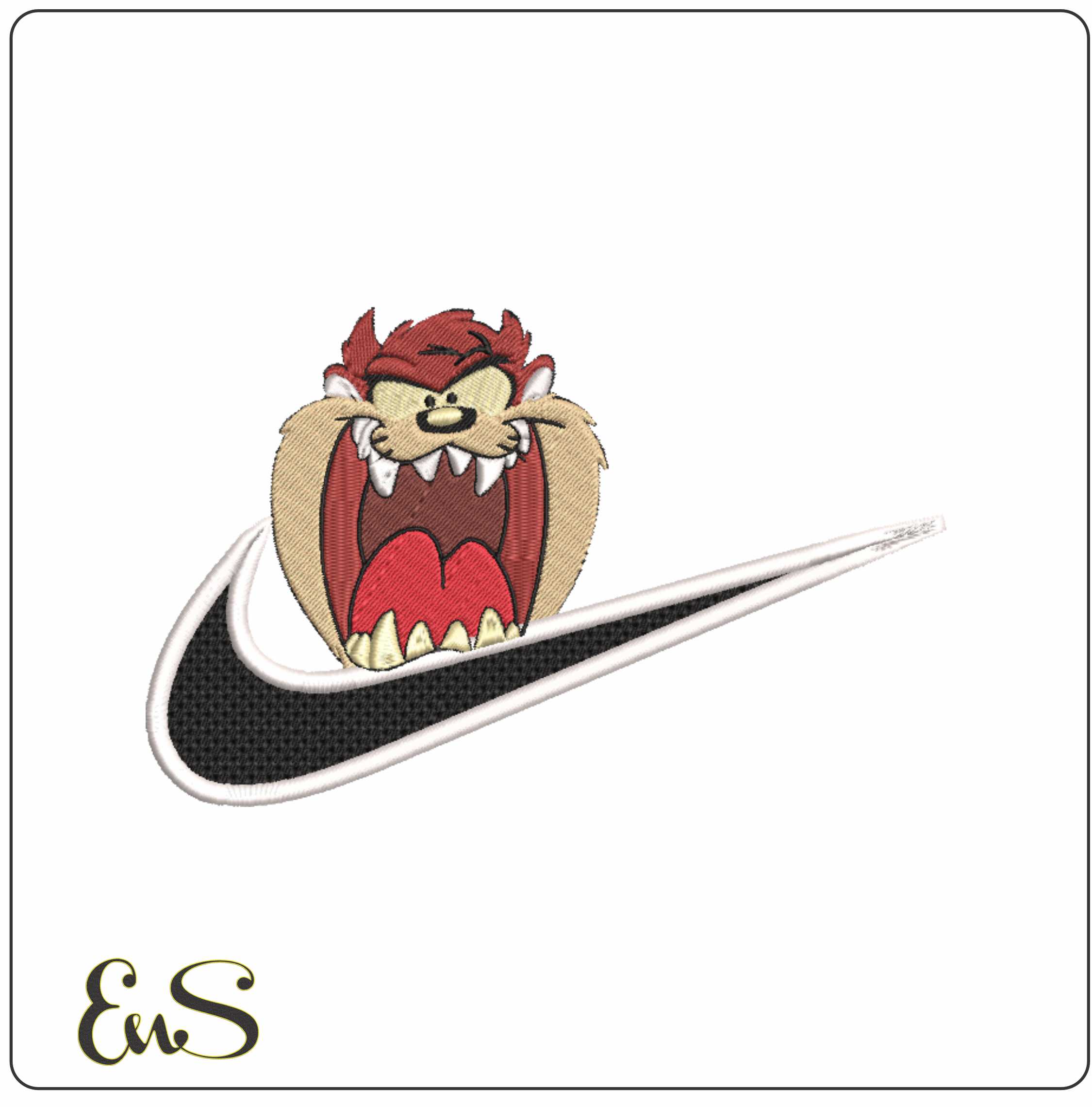 Nike Swoosh Taz Bite- Elegant embroidery design file - instant download