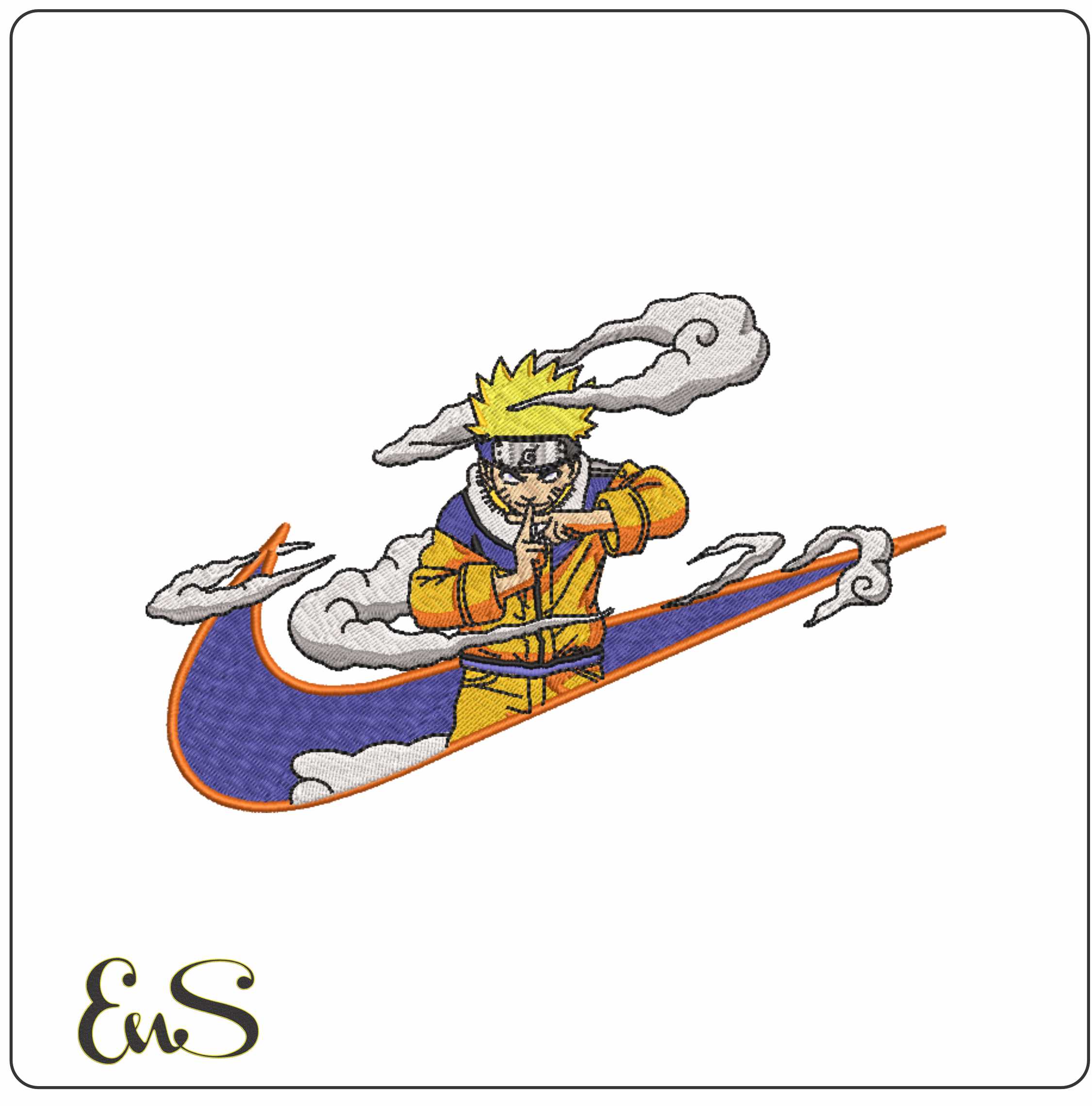Nike Swoosh Unzumaki Naruto - Anime- Elegant embroidery design file - instant download