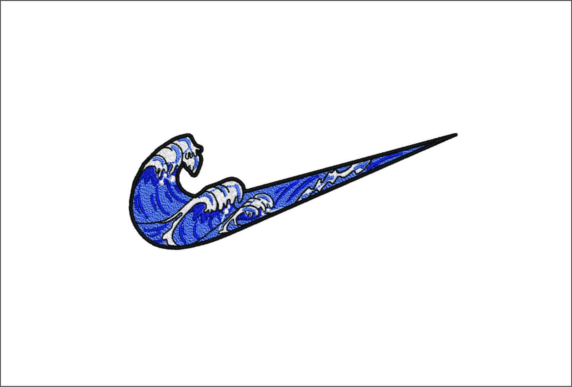 Nike Swoosh Wave- Elegant embroidery design file - instant download