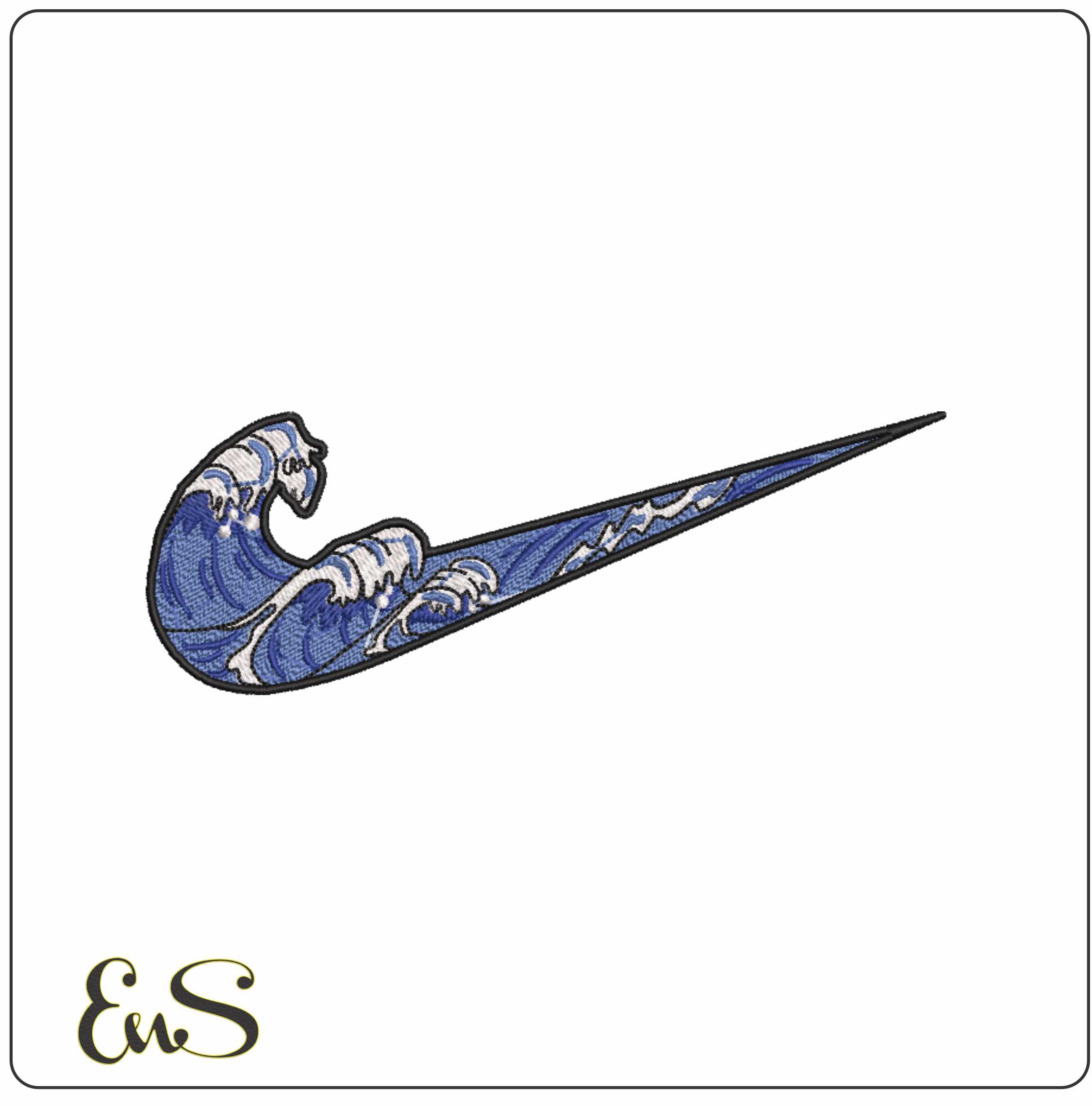 Nike Swoosh Wave- Elegant embroidery design file - instant download