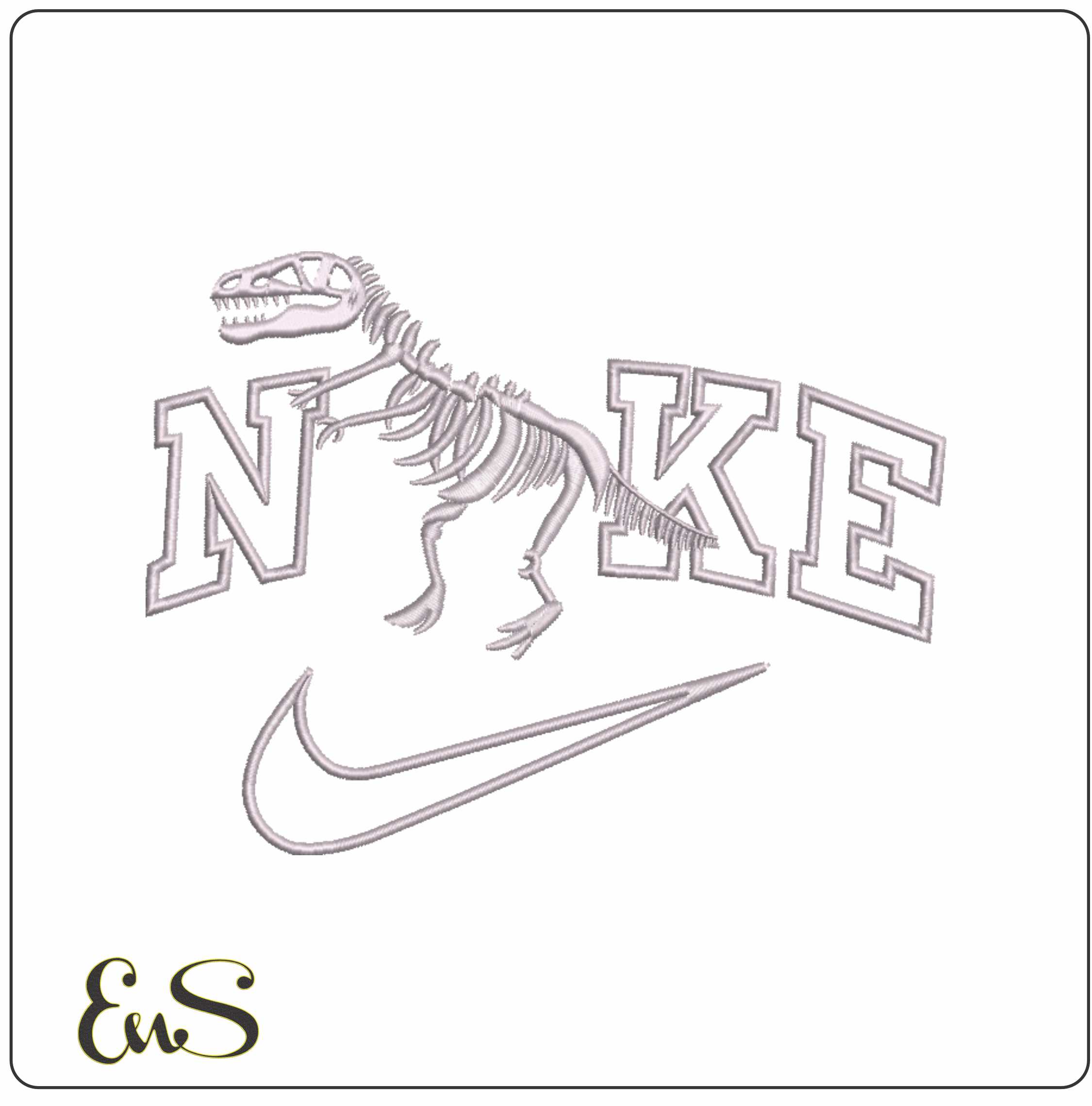 Nike T Rex Skeleton- Elegant embroidery design file - instant download