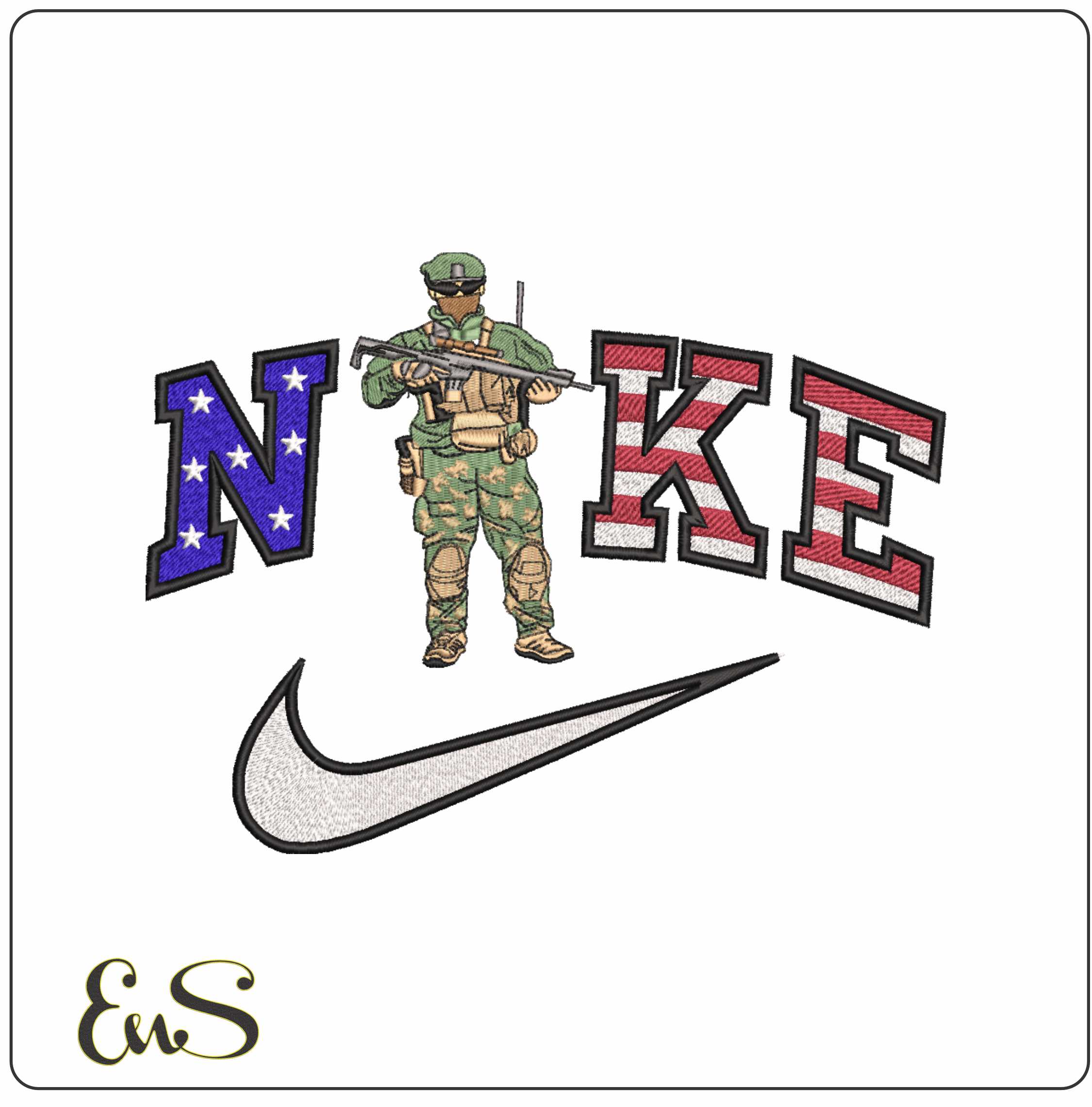 Nike USA Army Ranger- Elegant embroidery design file - instant download
