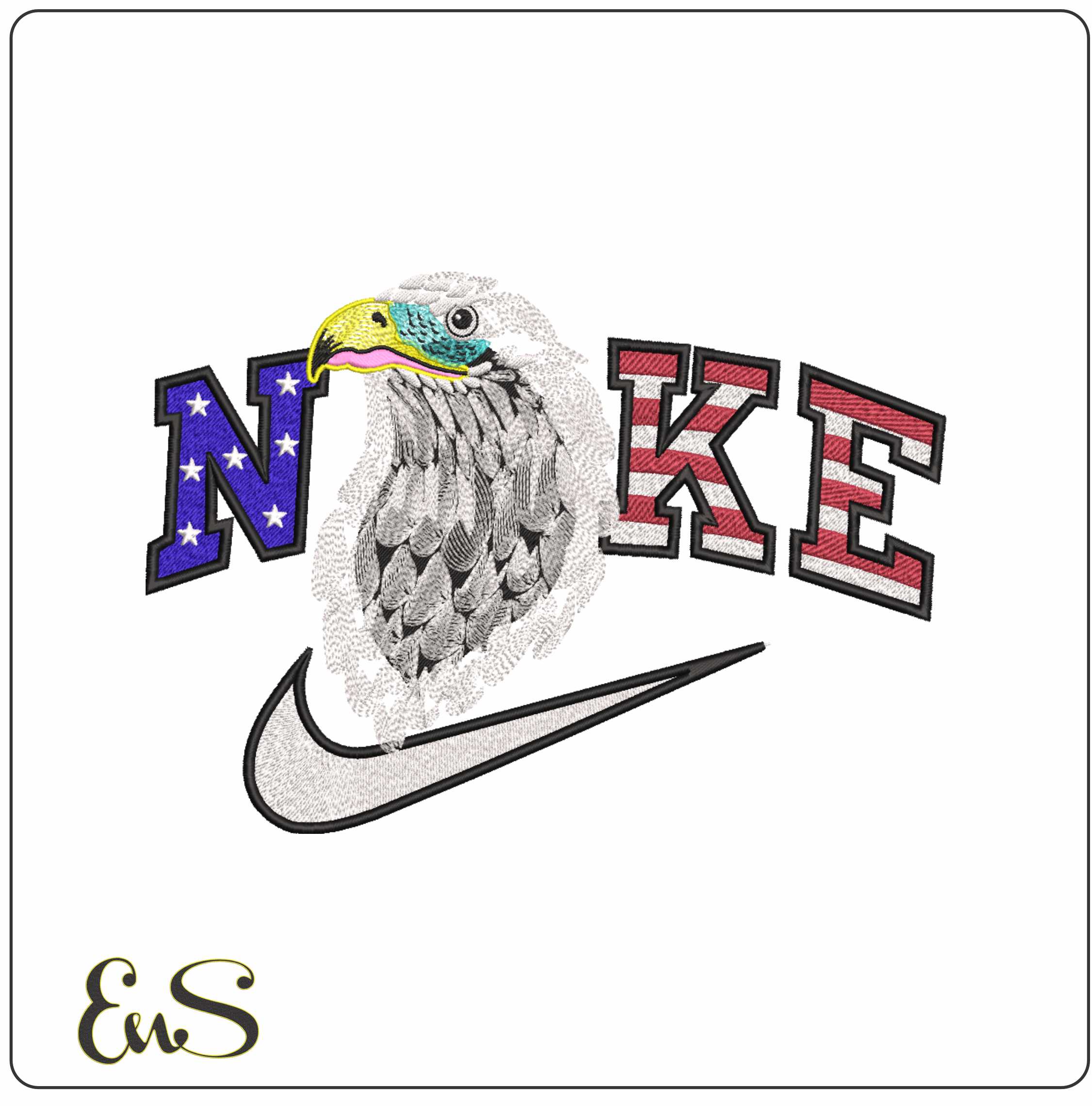 Nike USA Eagle Head- Elegant embroidery design file - instant download