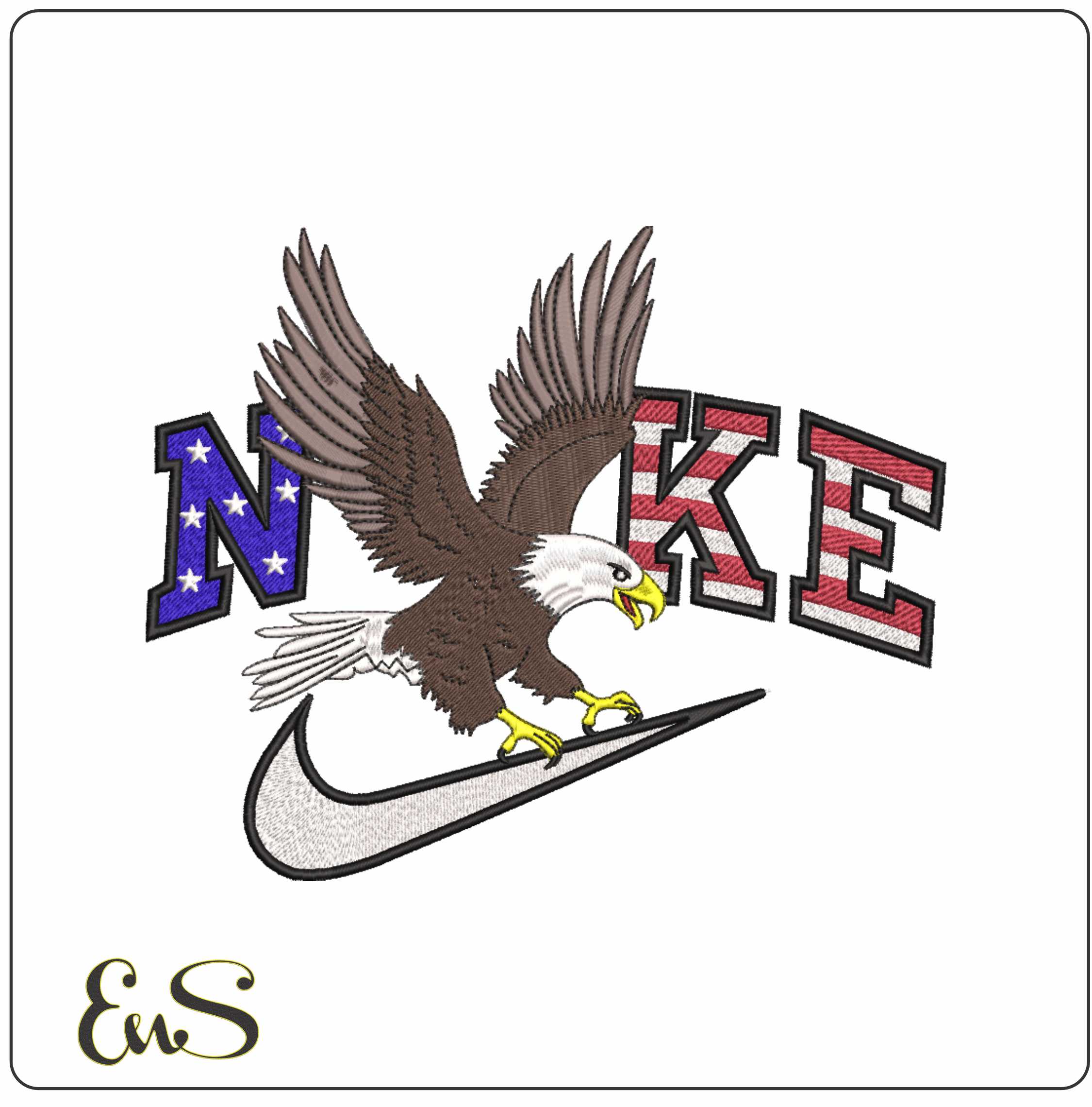Nike USA Eagle Swoosh- Elegant embroidery design file - instant download