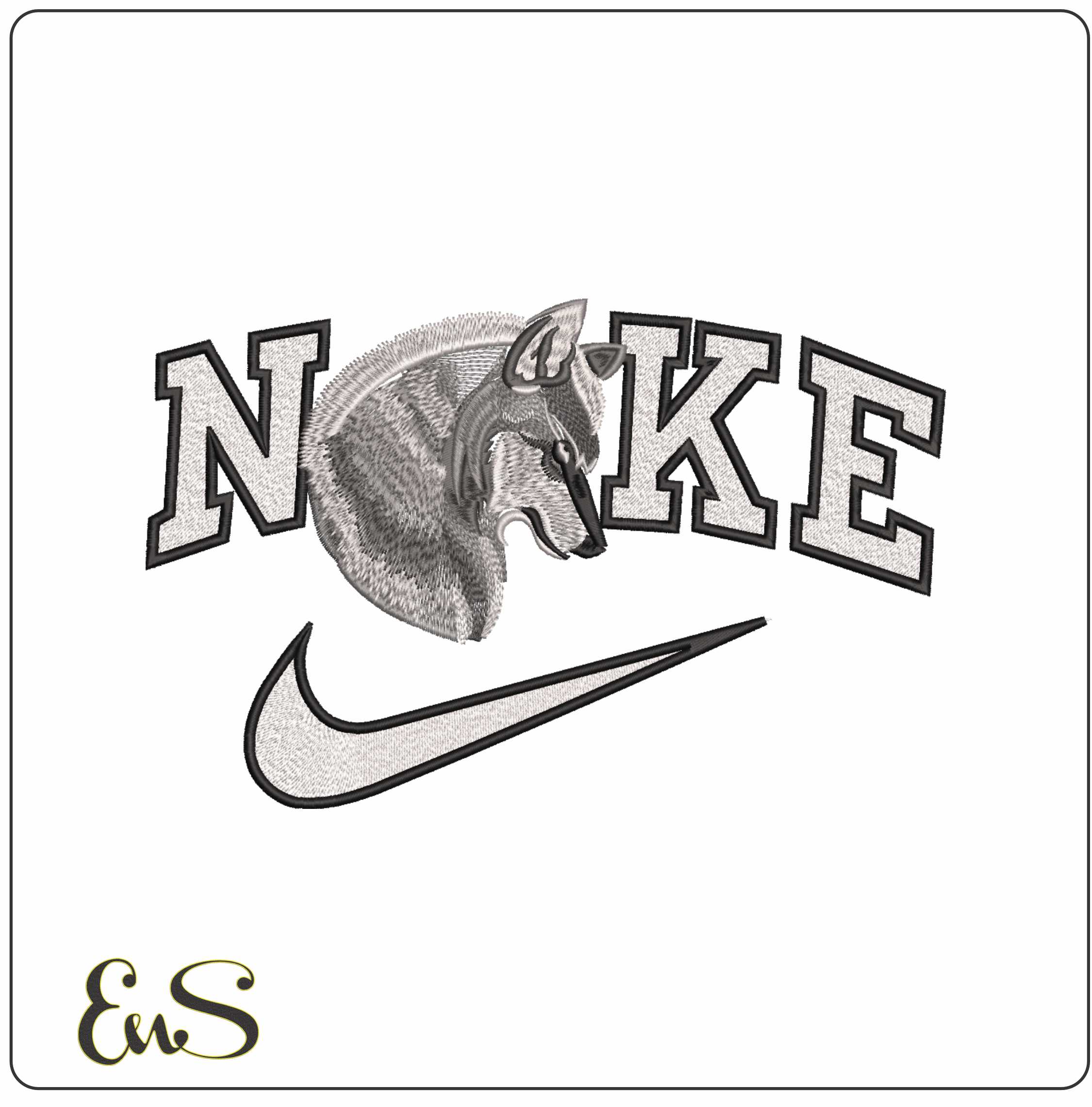 Nike Wolf- Elegant embroidery design file - instant download