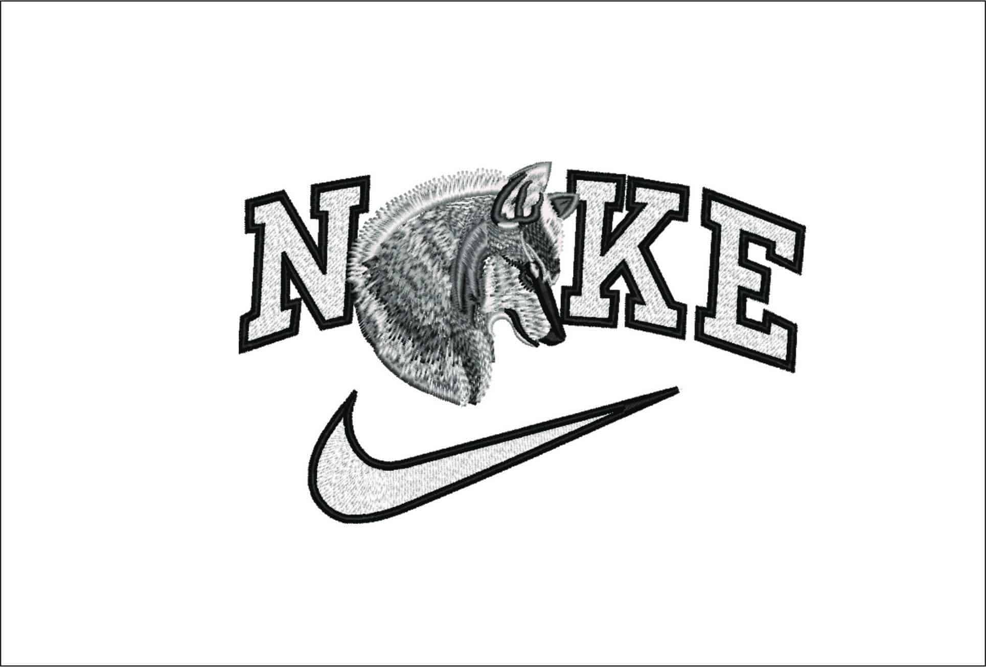 Nike Wolf- Elegant embroidery design file - instant download