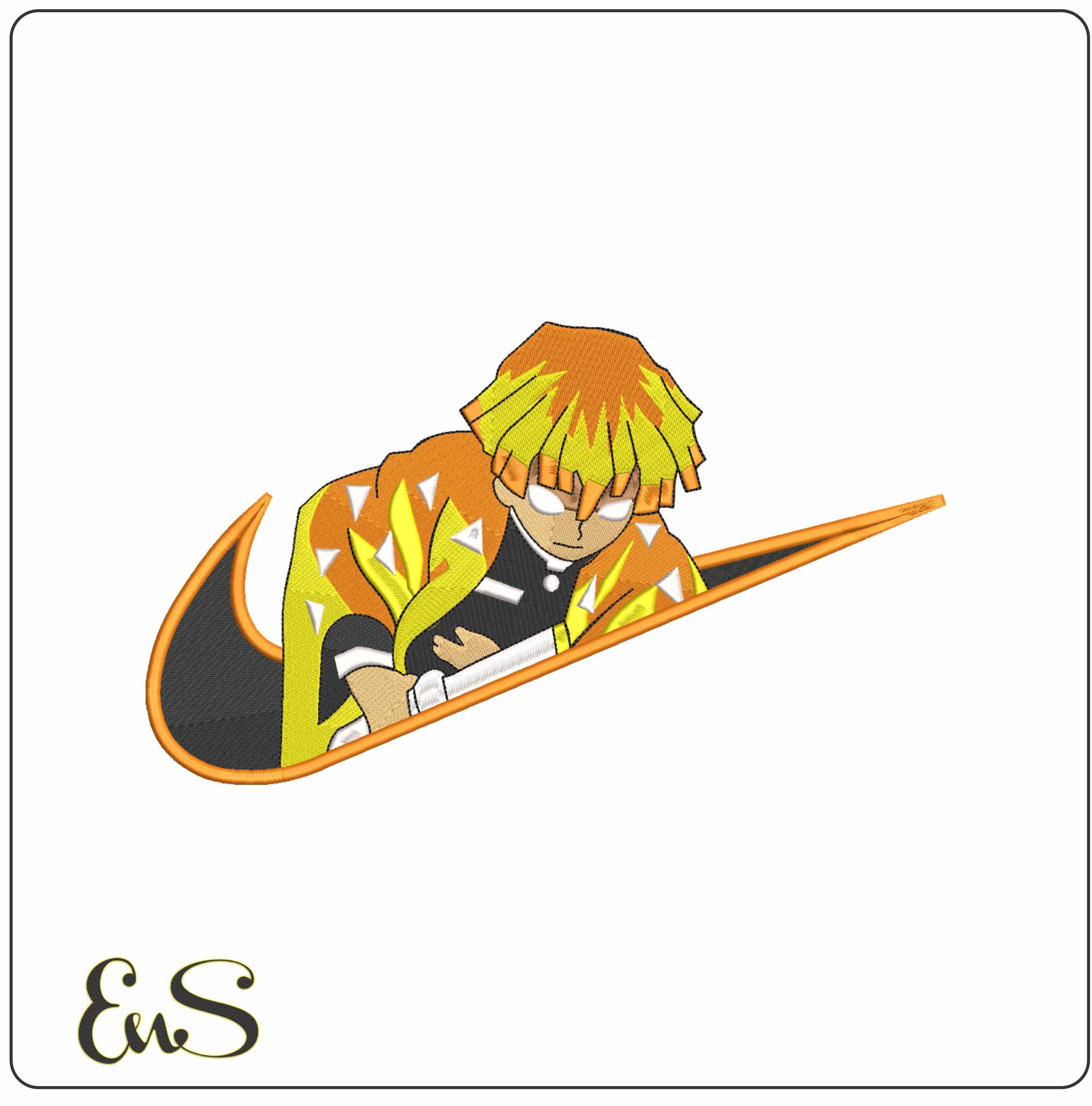 Nike Zenitsu Agatsuma - Anime- Elegant embroidery design file - instant download
