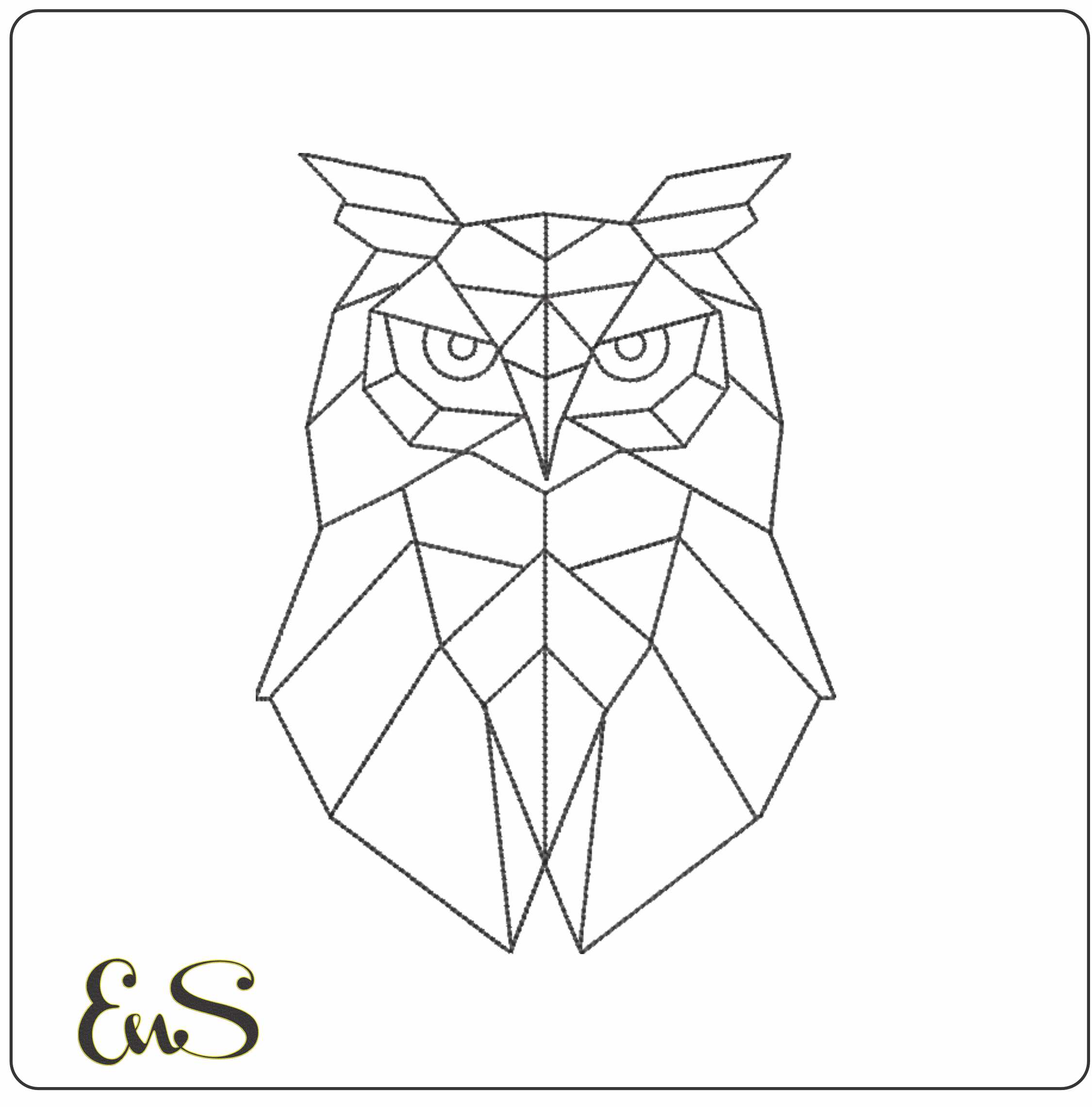 Owl Line drawing- Elegant embroidery design file - instant download