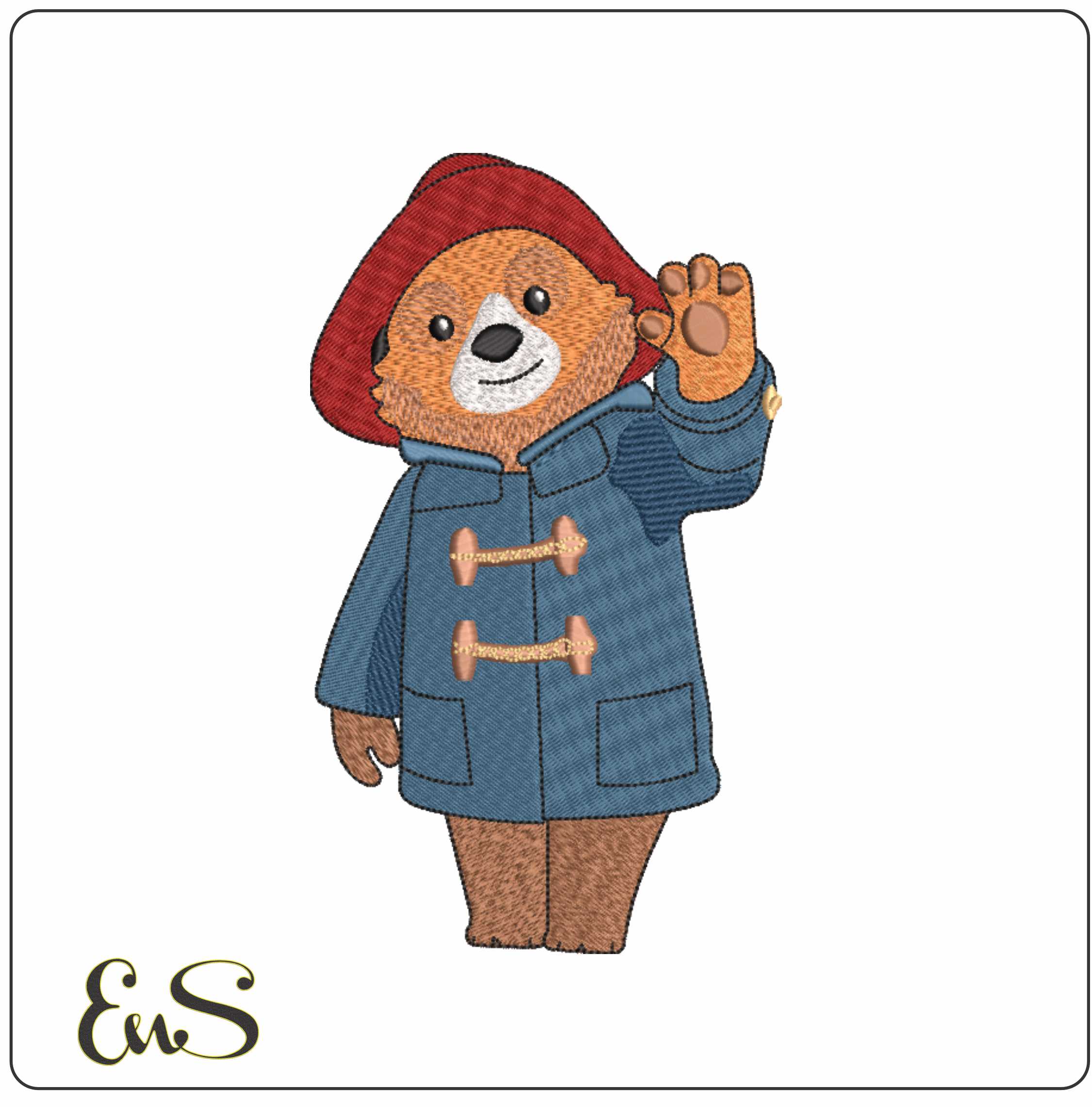 Paddington- Elegant embroidery design file - instant download