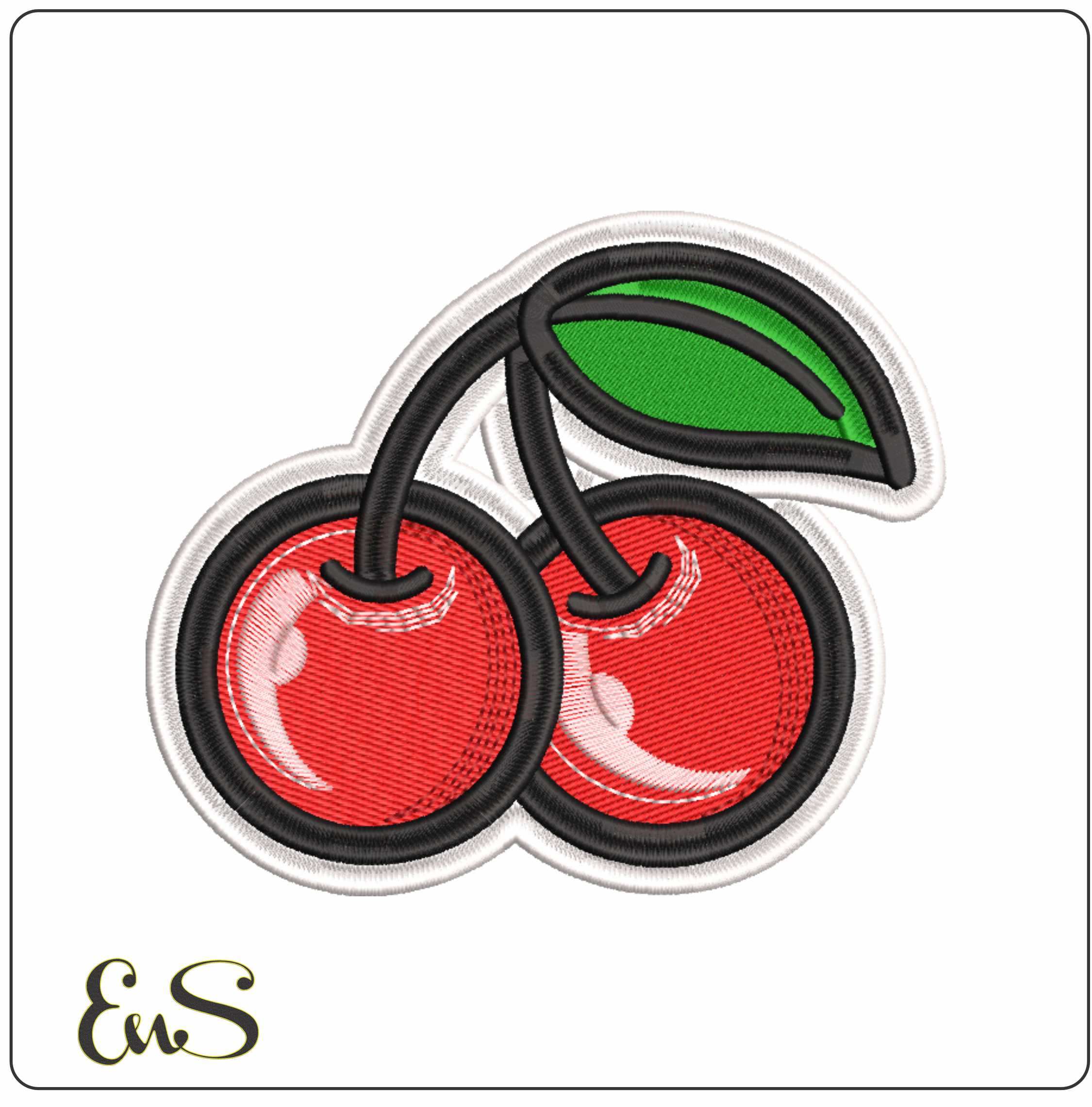 Perfect Pair of Cherries- Elegant embroidery design file - instant download