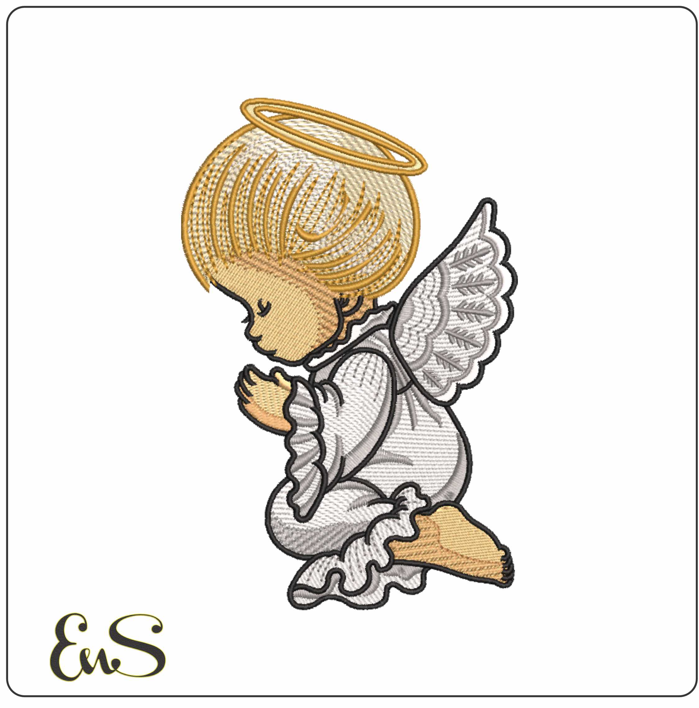 Perfect Little Angel Praying- Elegant embroidery design file - instant download