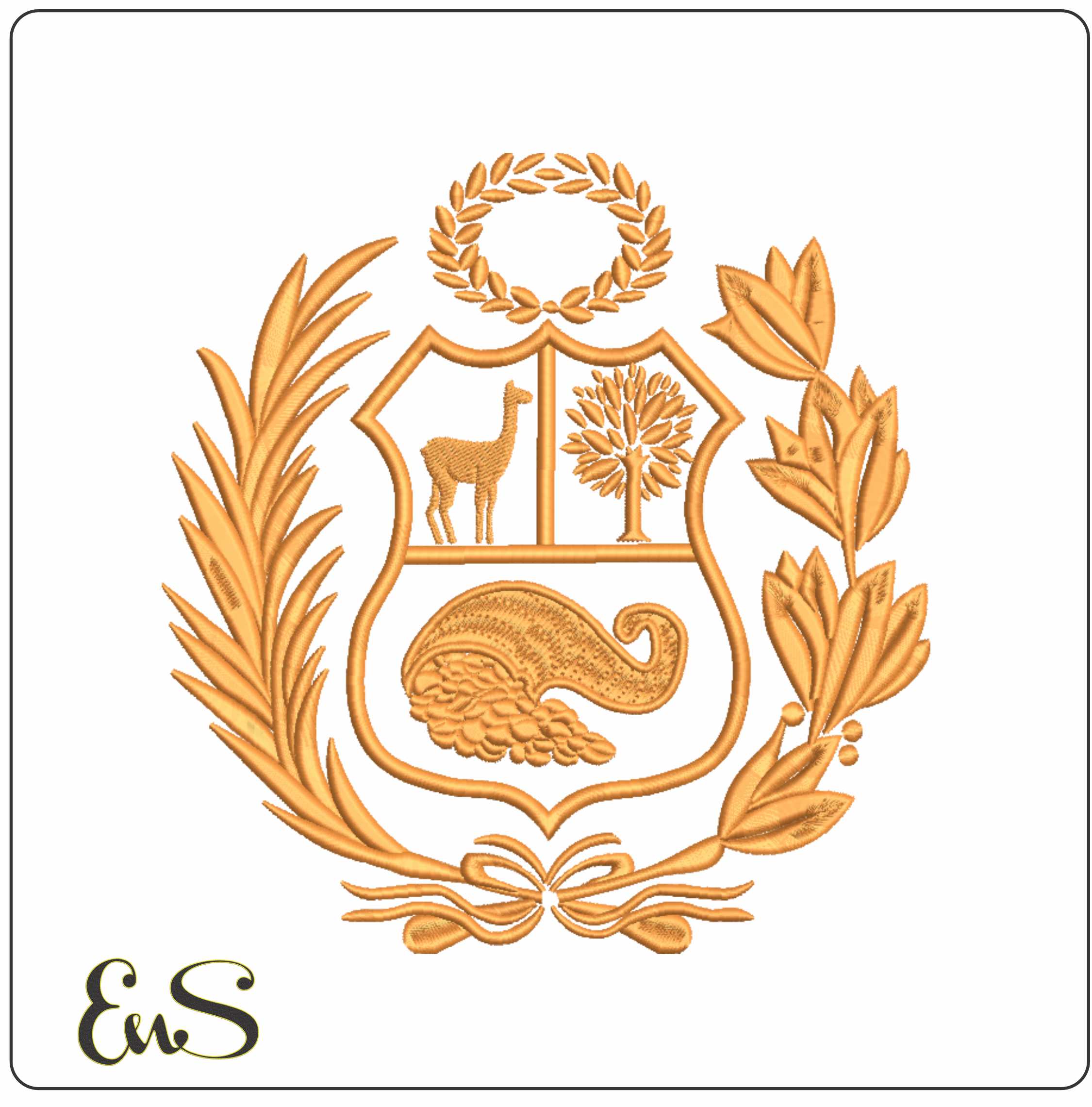 Peru Shield- Elegant embroidery design file - instant download