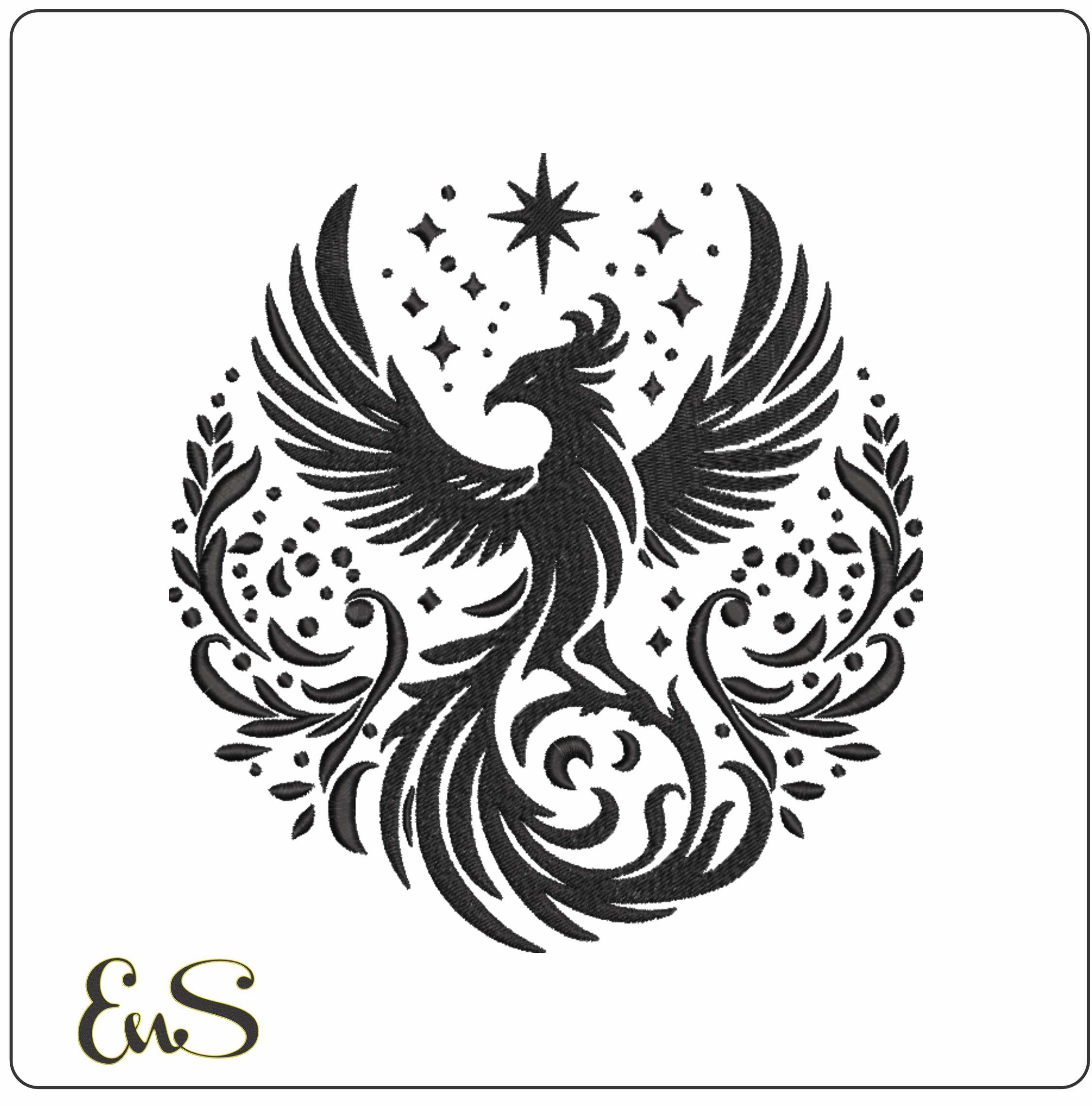 Pheonix Shiloette- Elegant embroidery design file - instant download