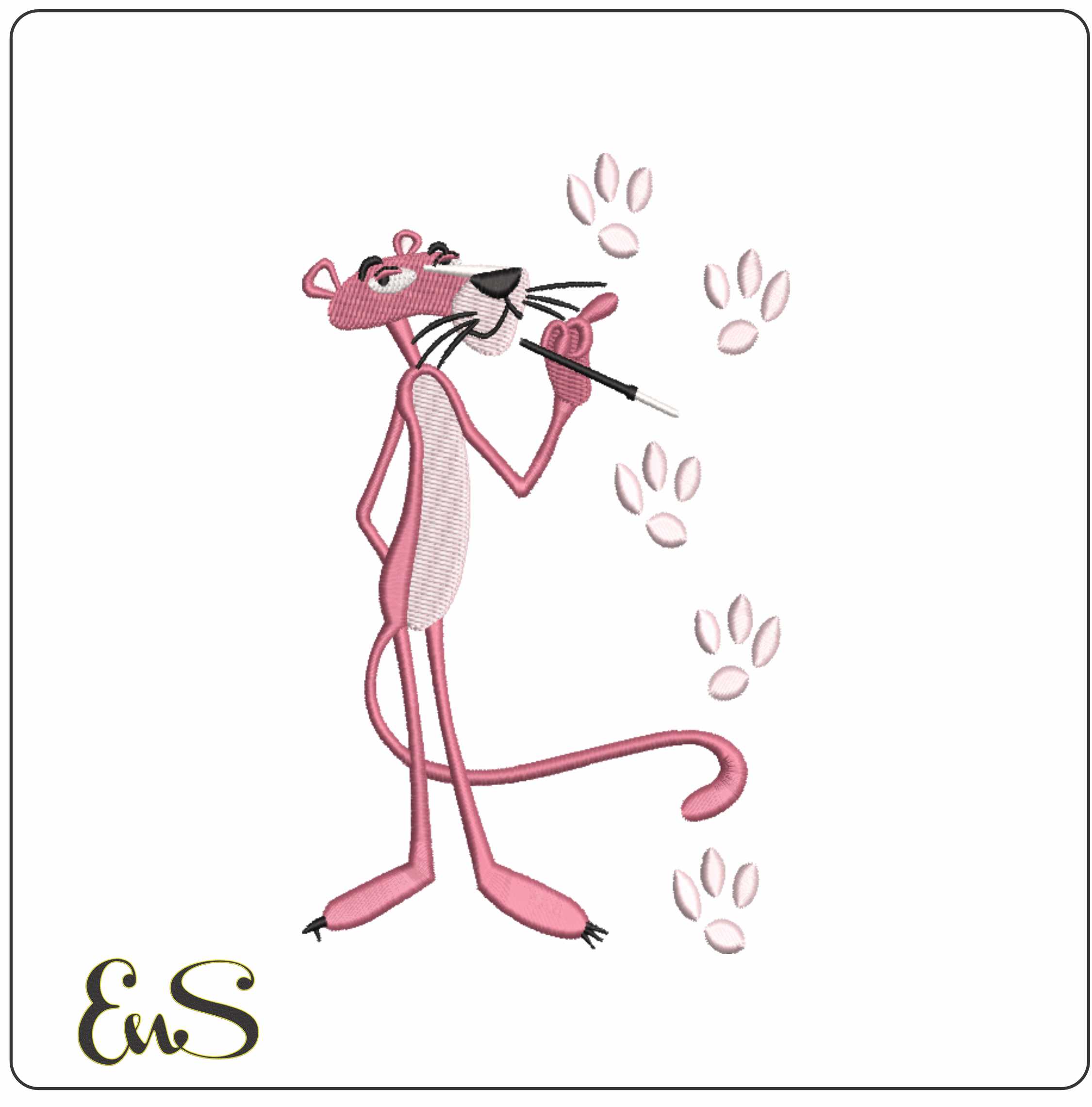 Pink Panther- Elegant embroidery design file - instant download