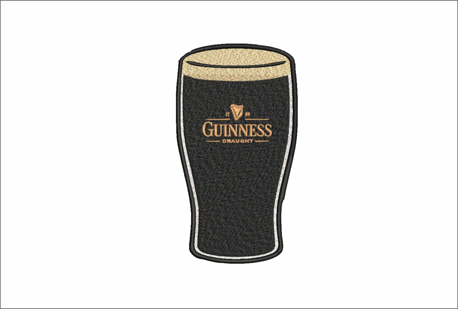 Pint Guinness- Elegant embroidery design file - instant download