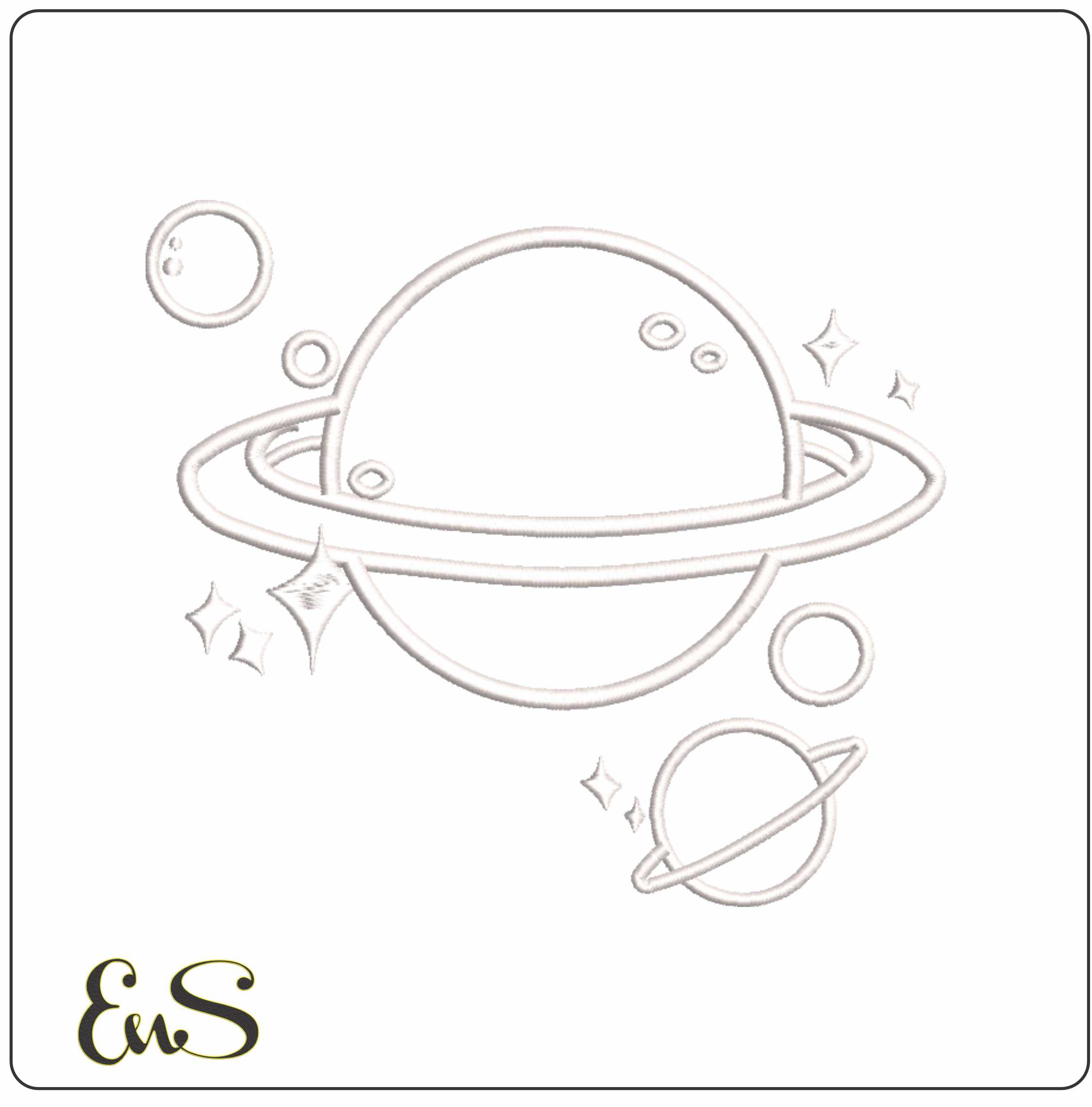 Planets for children- Elegant embroidery design file - instant download