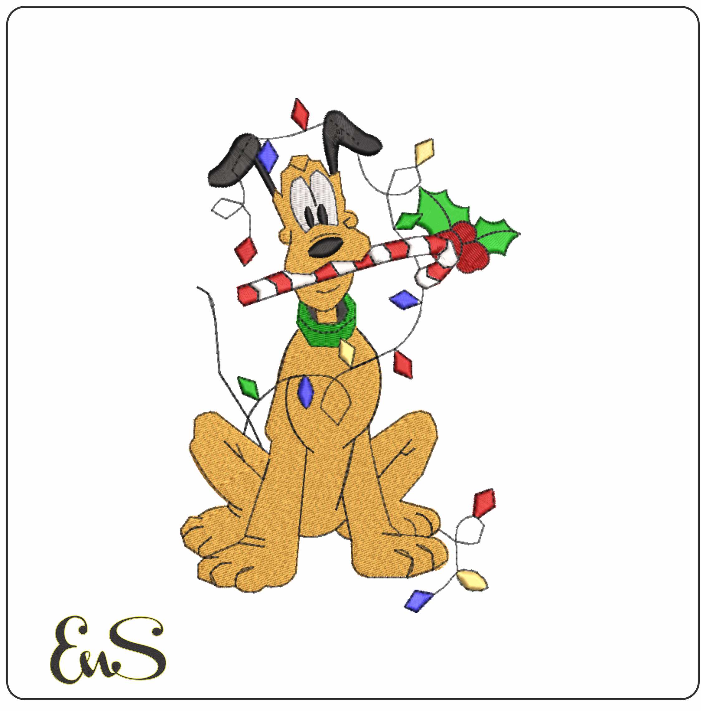 Pluto Xmas Disney- Elegant embroidery design file - instant download