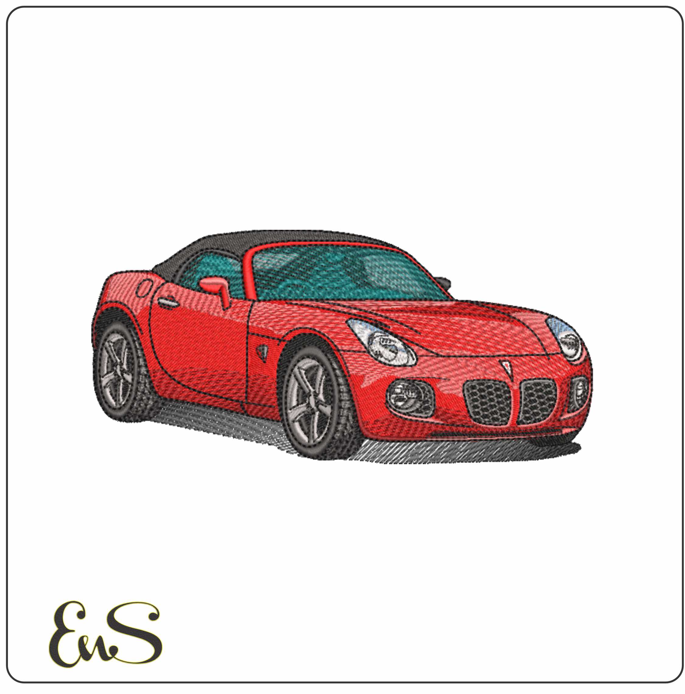 Pontiac Solstice Red- Elegant embroidery design file - instant download
