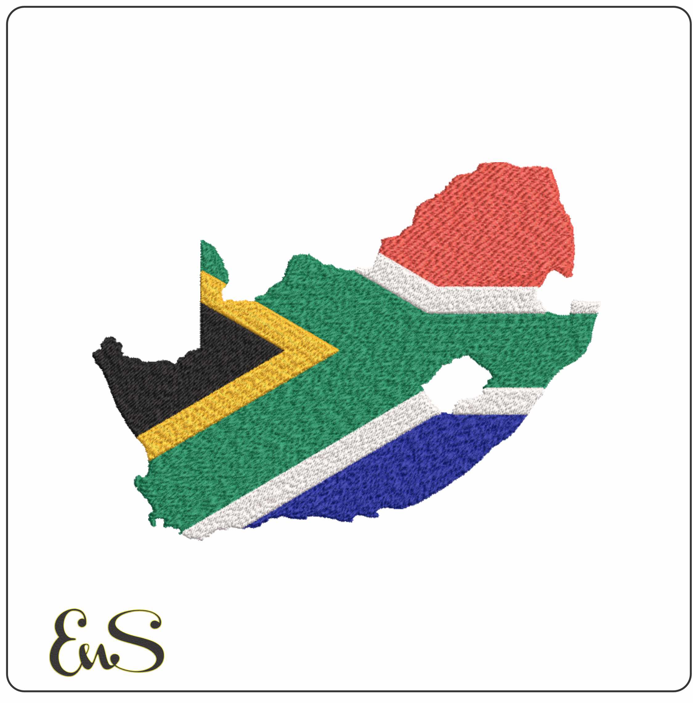 SA Flag Map- Elegant embroidery design file - instant download
