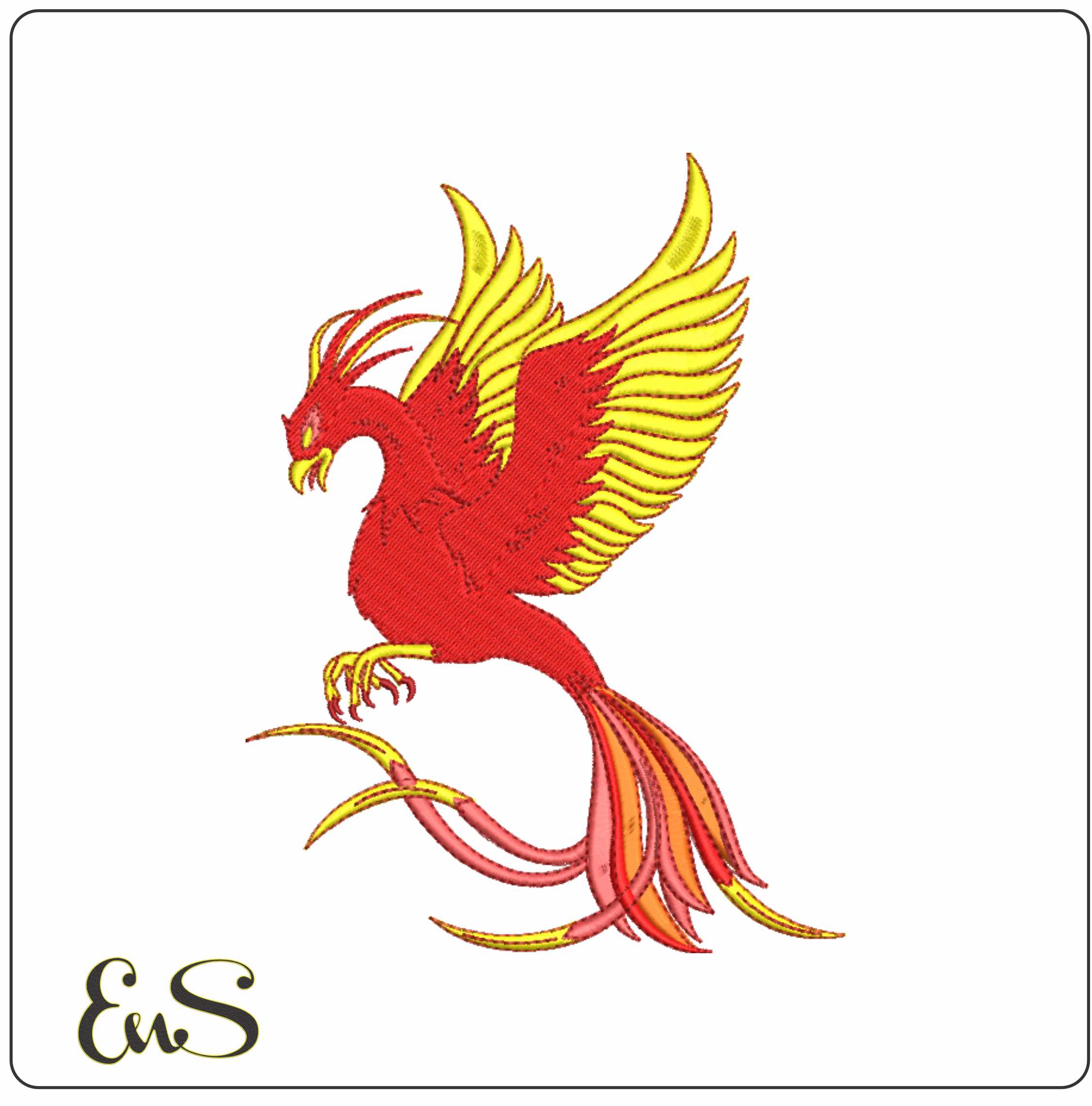 Side on Pheonix- Elegant embroidery design file - instant download