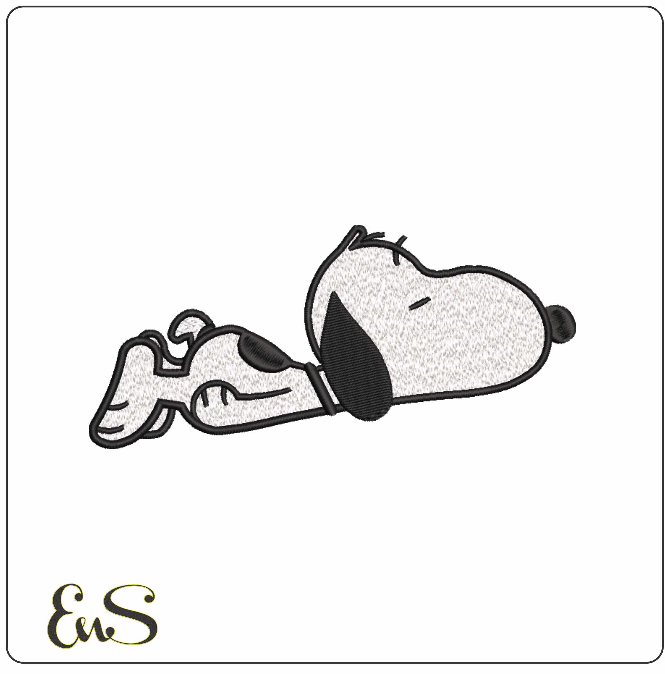 Snoopy Asleep- Elegant embroidery design file - instant download