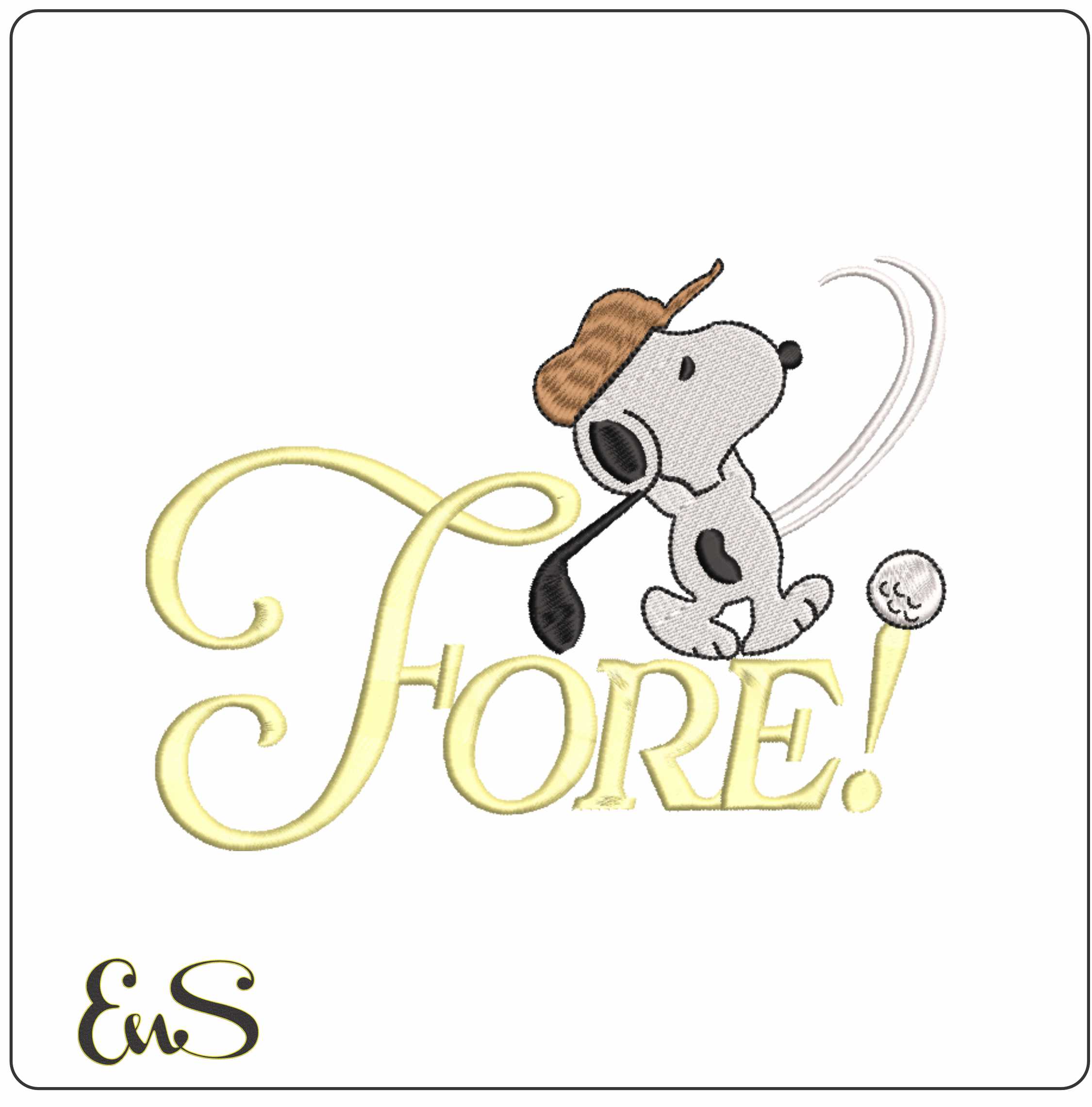 Snoopy Golf Fore- Elegant embroidery design file - instant download