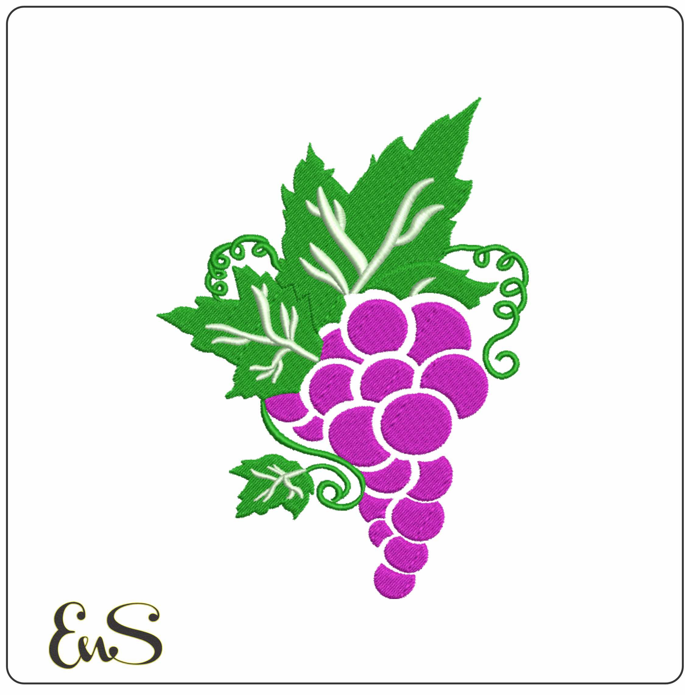 Sommelier Grapes and Vine- Elegant embroidery design file - instant download