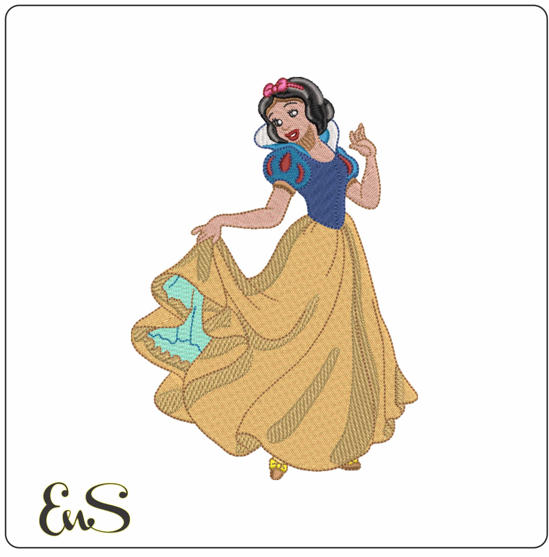 Snow White- Elegant embroidery design file - instant download