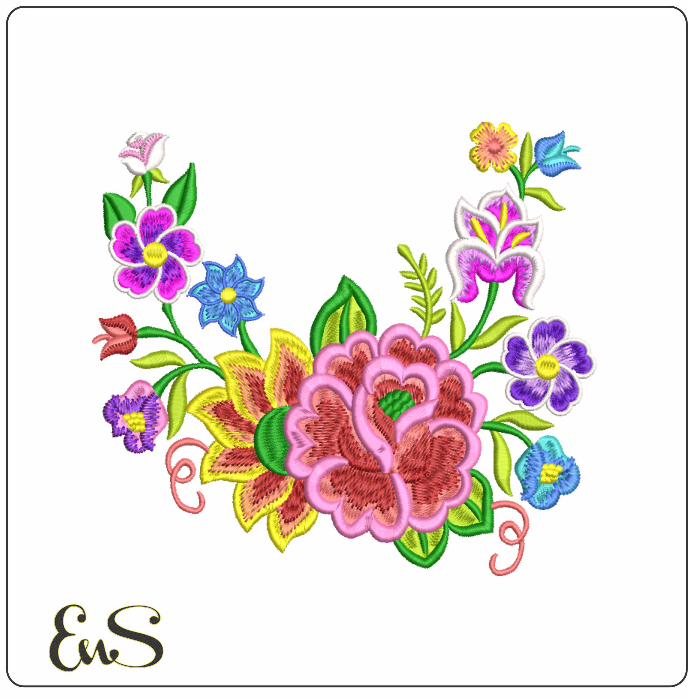 South American Flowers- Elegant embroidery design file - instant download