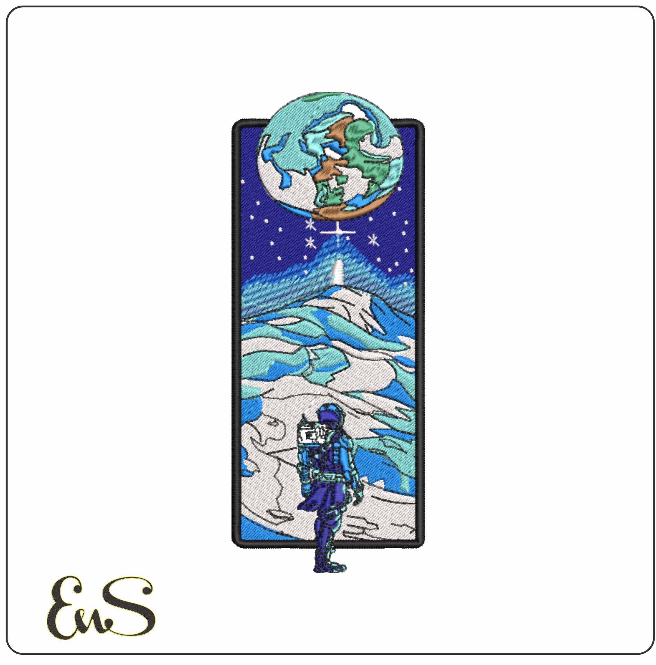 Spaceman looking Earth- Elegant embroidery design file - instant download