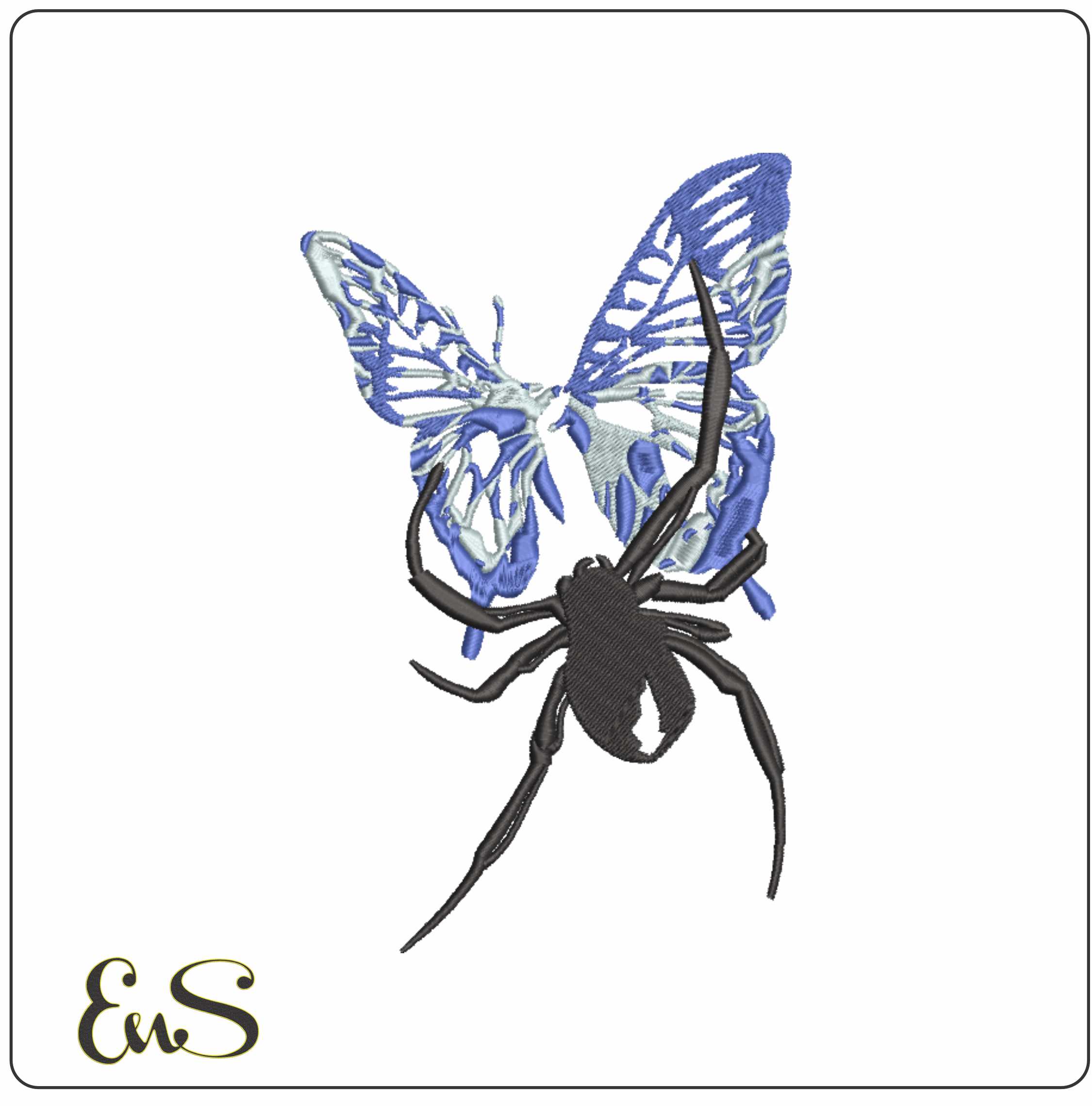 Spider and Butterfly- Elegant embroidery design file - instant download