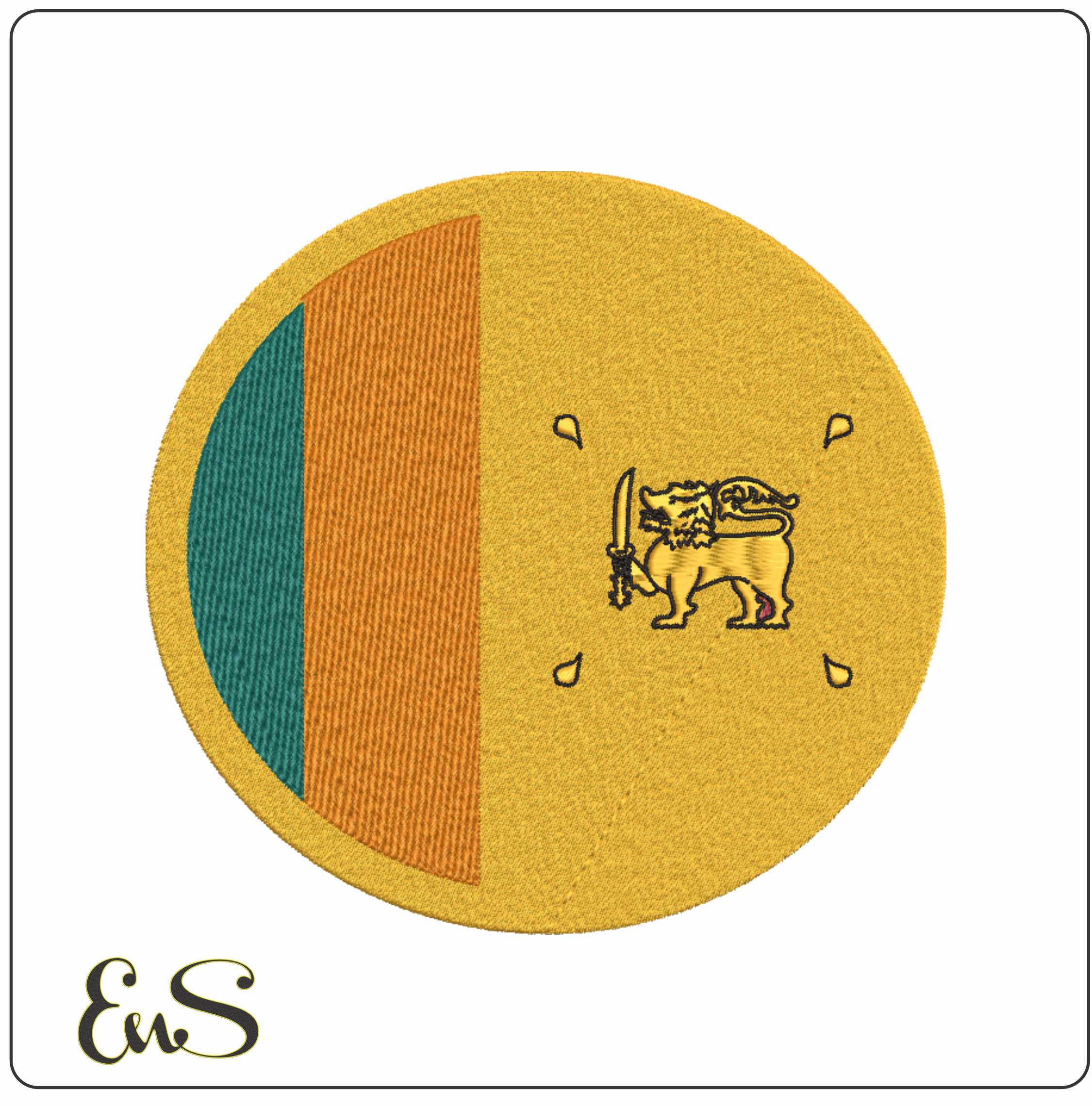 Sri Lanka Circle Flag- Elegant embroidery design file - instant download