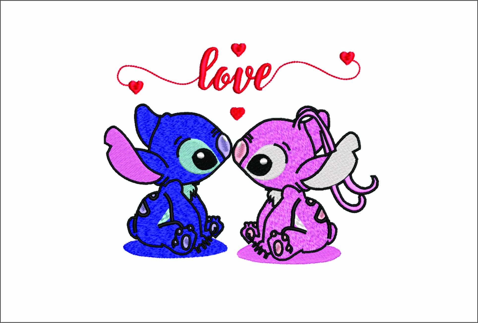 Stitch Angel Love- Elegant embroidery design file - instant download