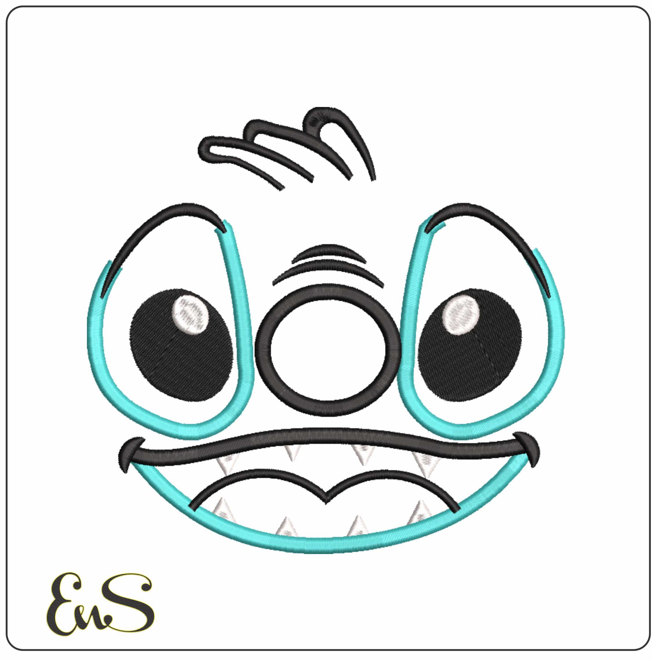 Stitch Face Applique- Elegant embroidery design file - instant download