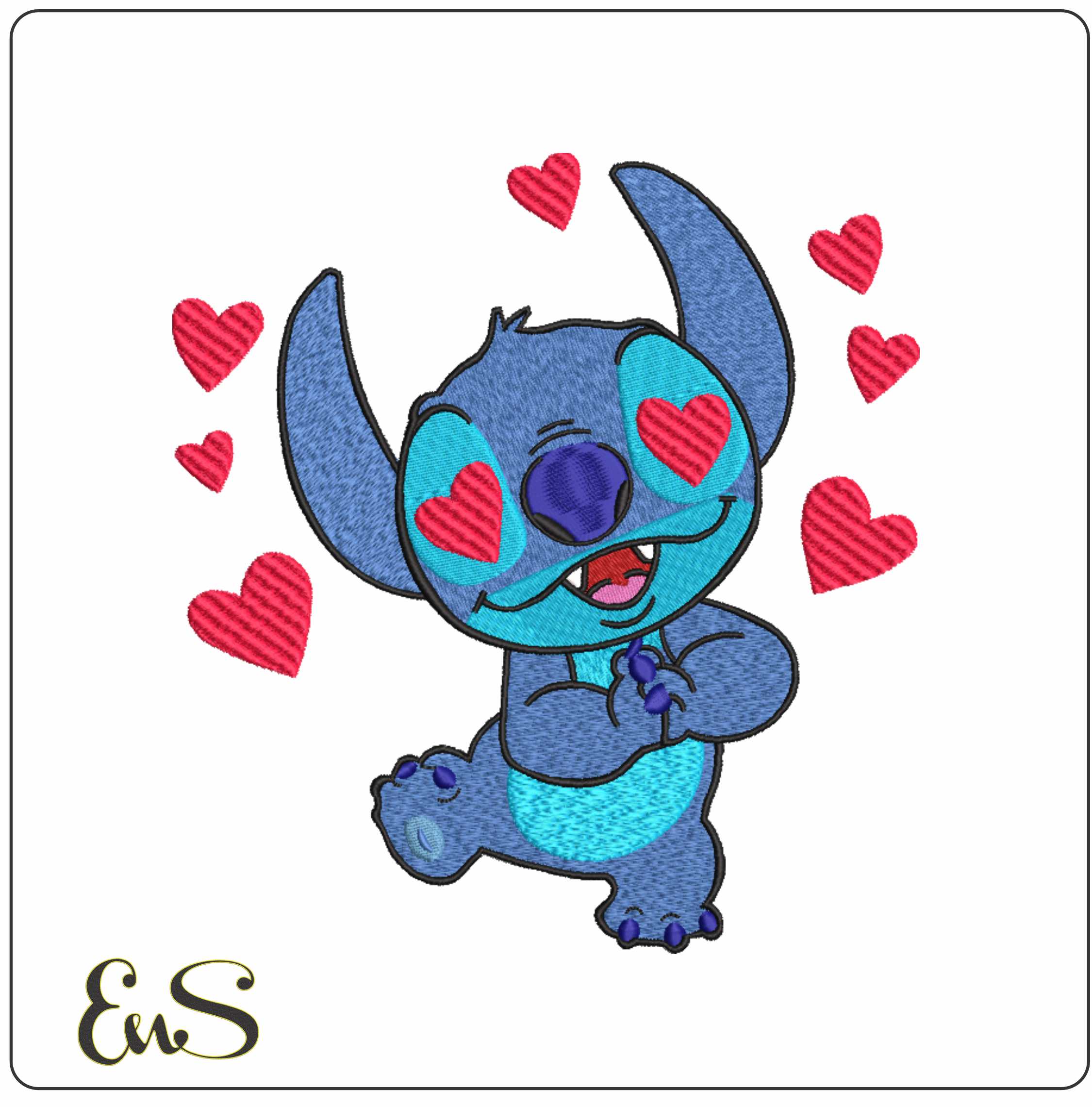 Stitch Love- Elegant embroidery design file - instant download