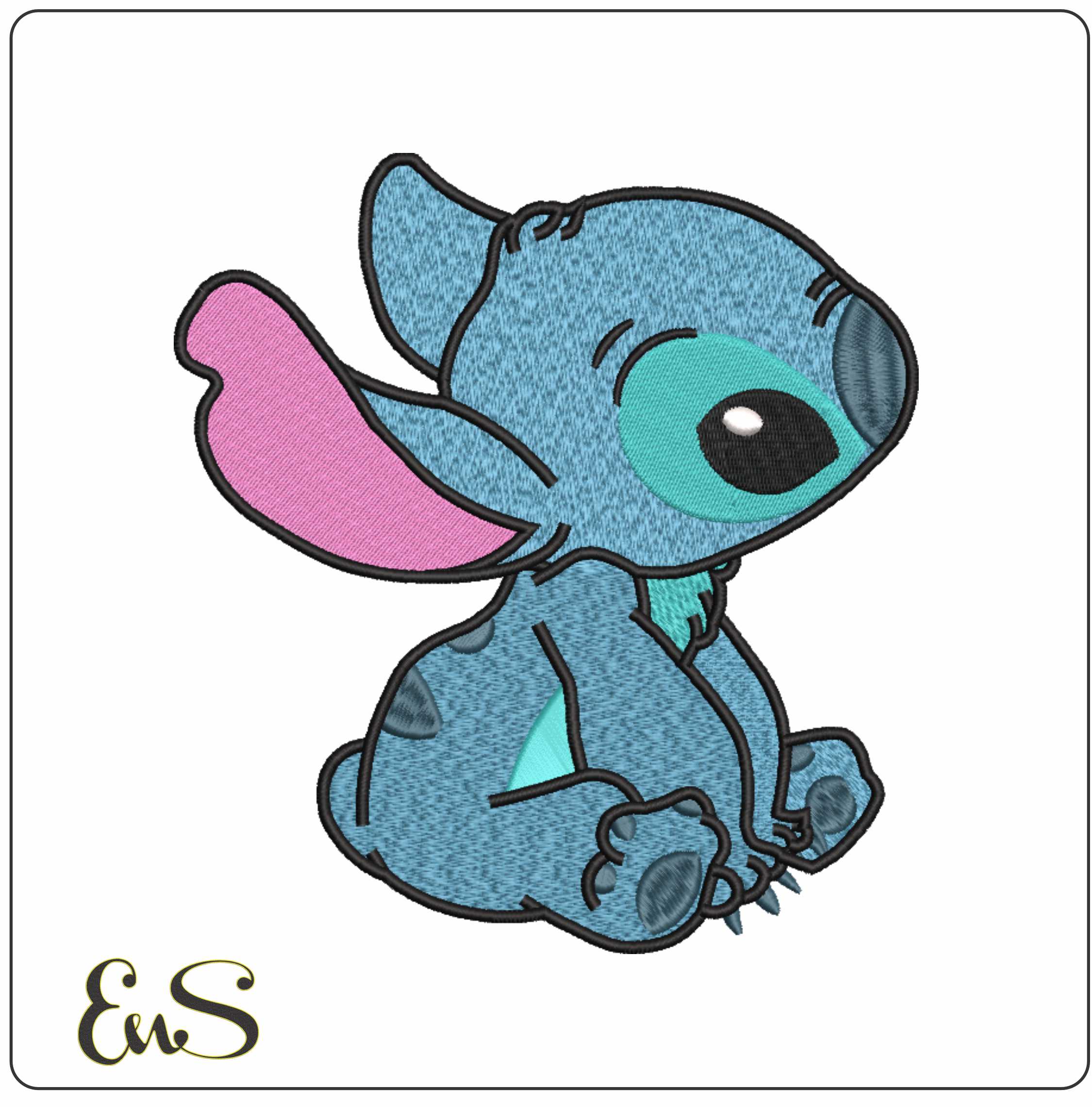 Stitch Sitting- Elegant embroidery design file - instant download